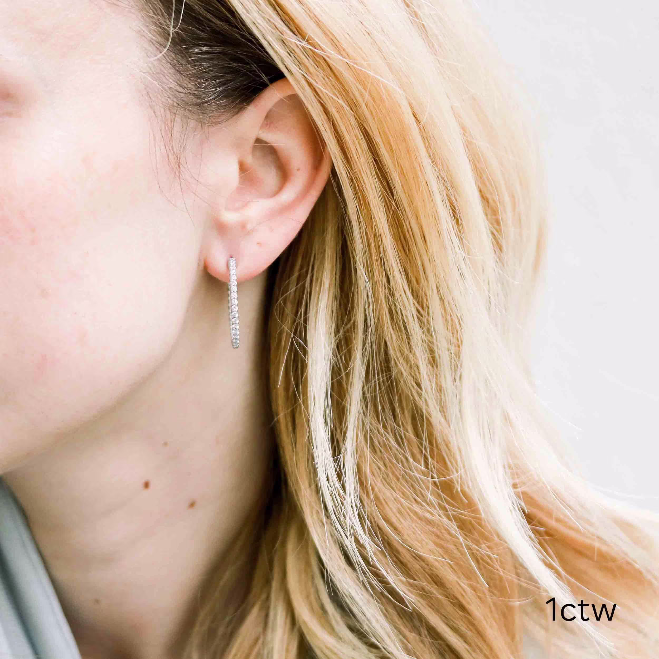 one carat inside out lab diamond hoop earrings ada diamonds design ad 008 on model