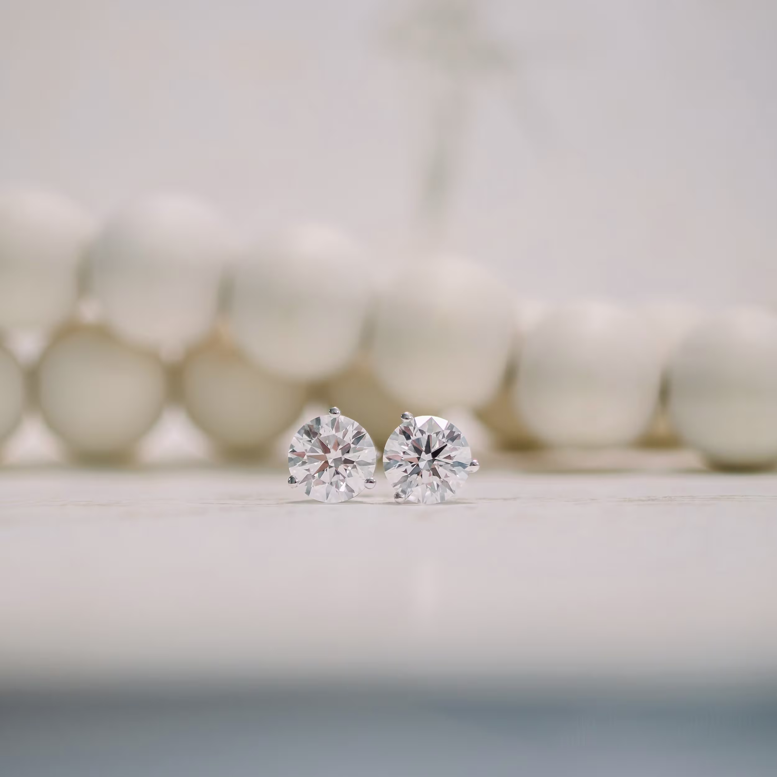 14k white 3 carat round lab diamond studs in three prong setting ada diamonds design ad 252 macro