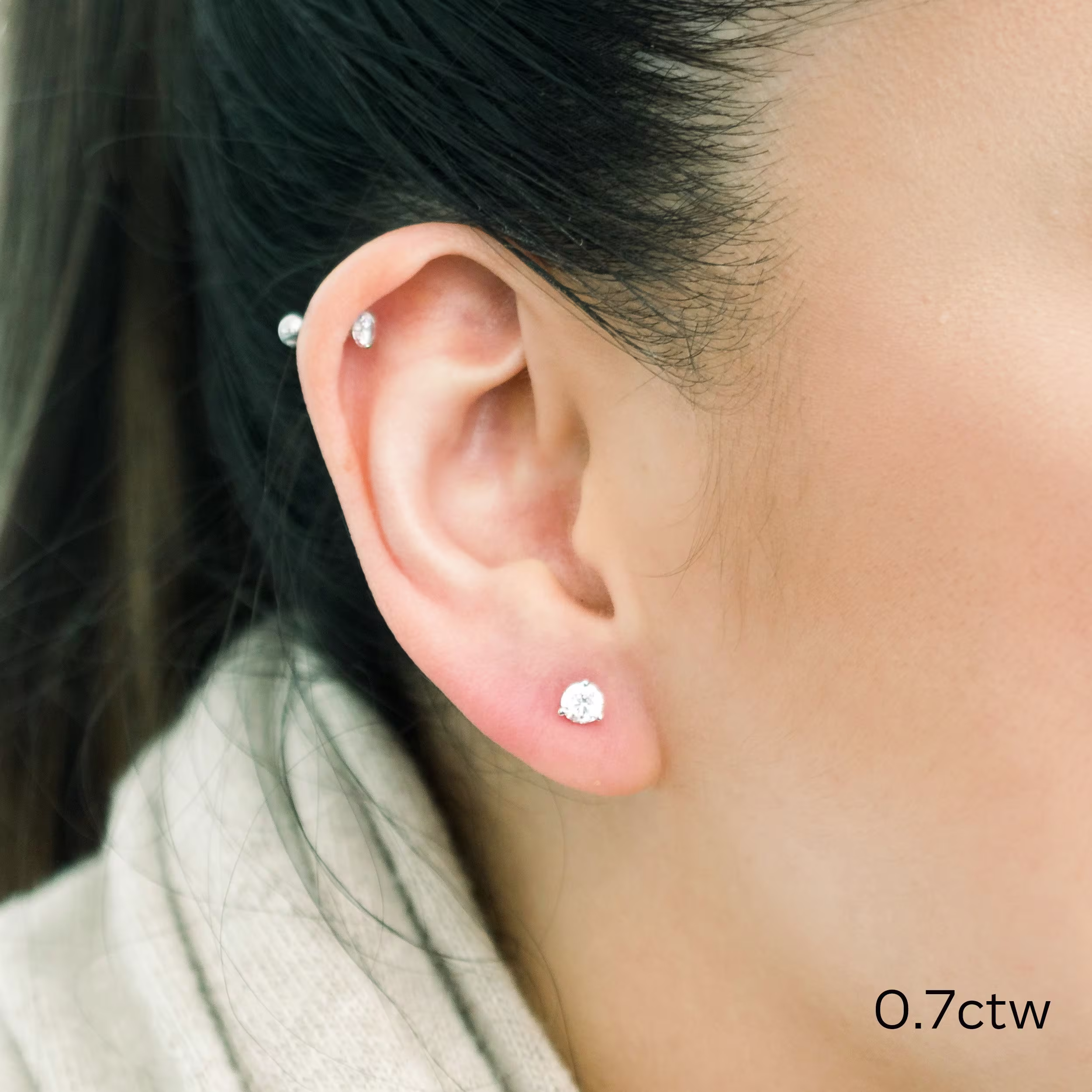 3/4 carat round martini lab diamond studs white gold