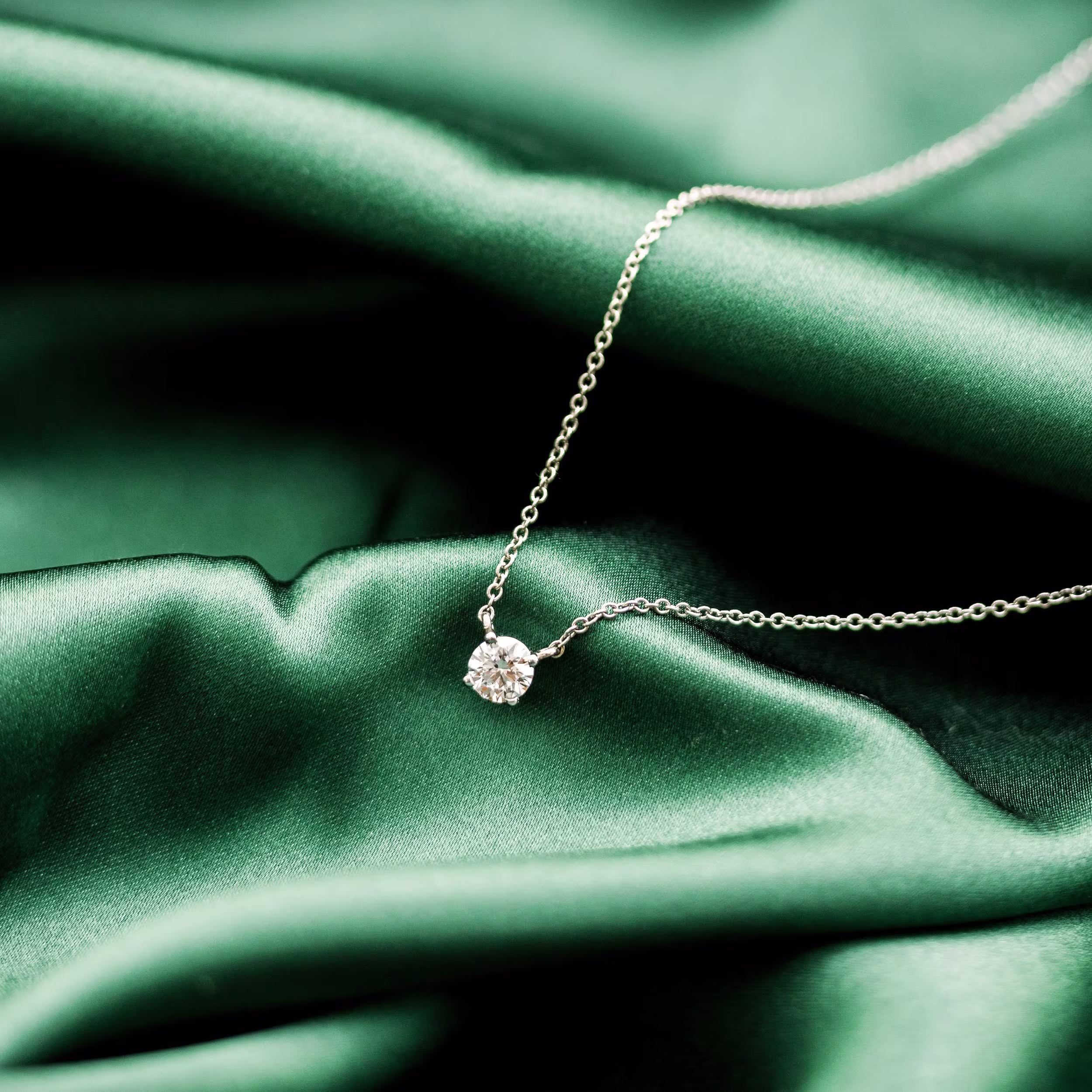 18k white gold 0.35ct round lab diamond necklace