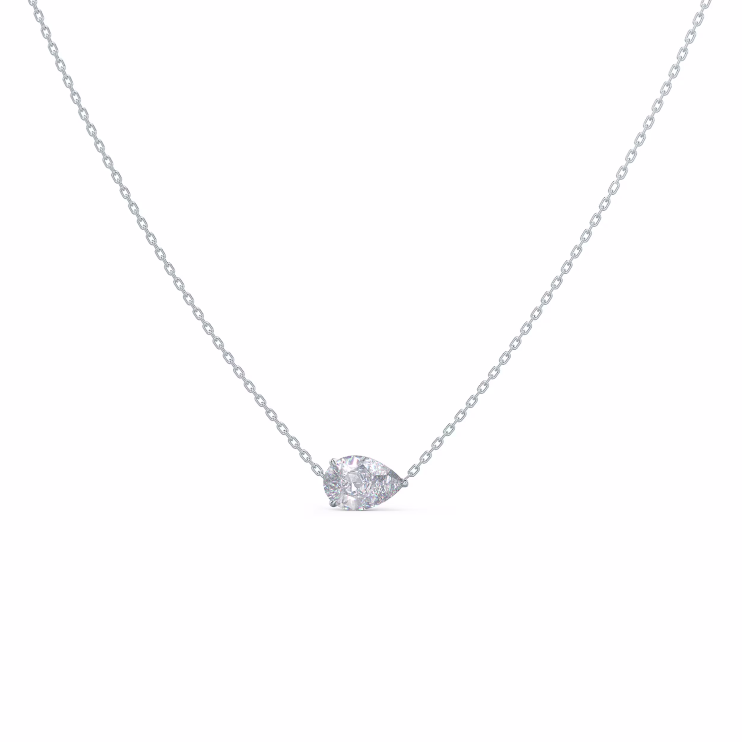 1ct lab diamond pear floating white gold pendant