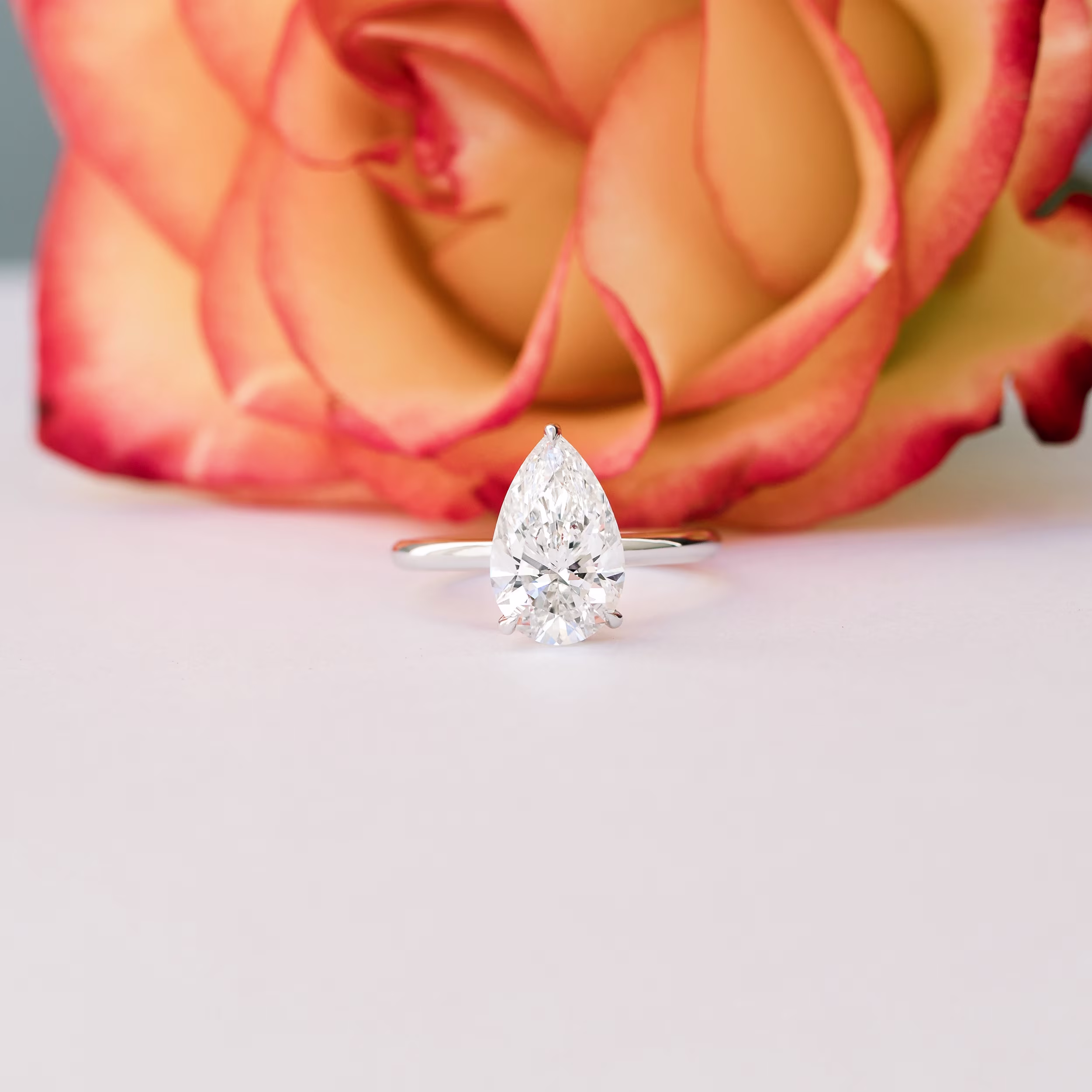 Platinum Pear Petite Solitaire featuring 2.5 ctw Diamonds (Main View)