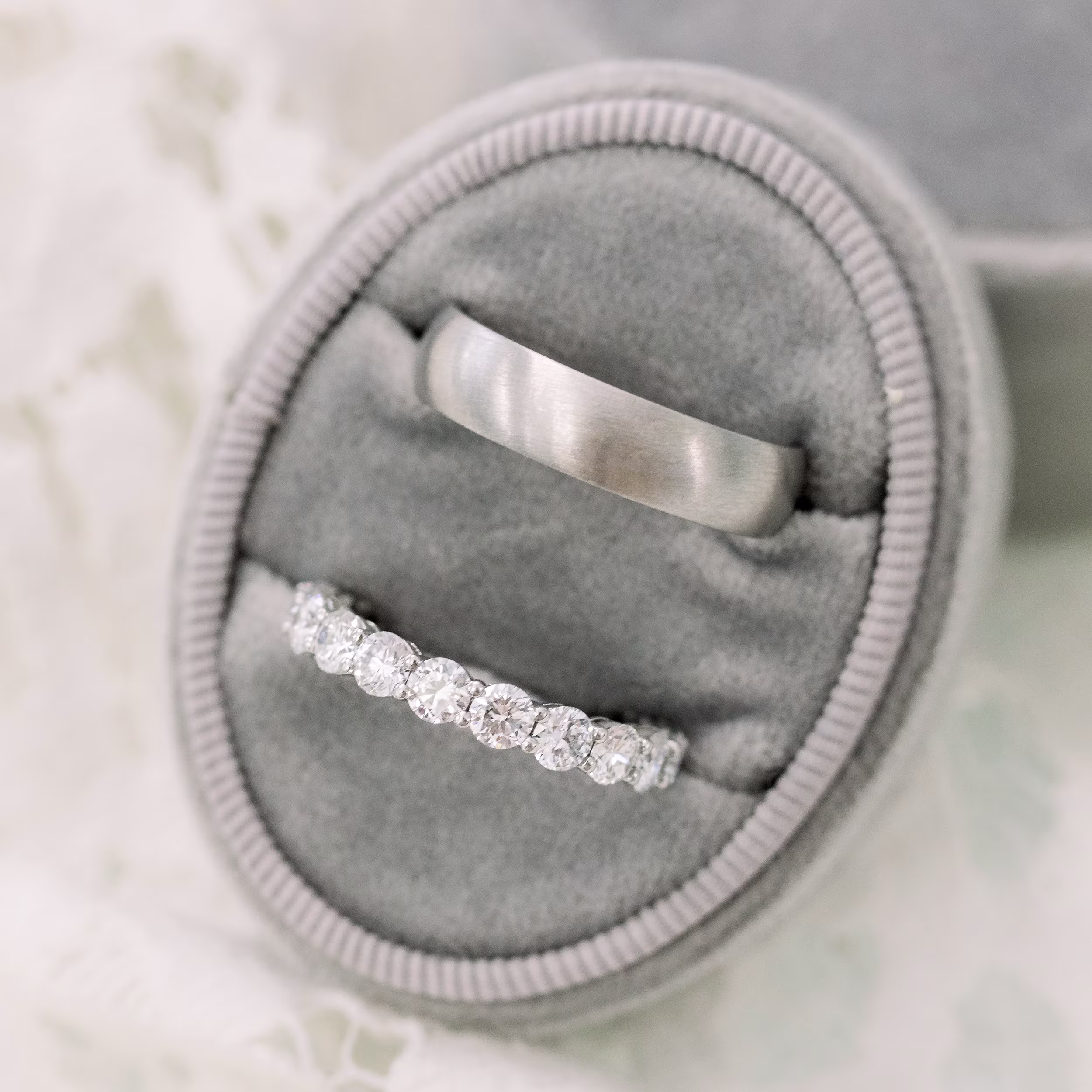 Platinum Prong Set Eternity Band in Platinum 2.5ctw featuring 2.5 ctw Round Brilliant Man Made Diamonds (Main View)