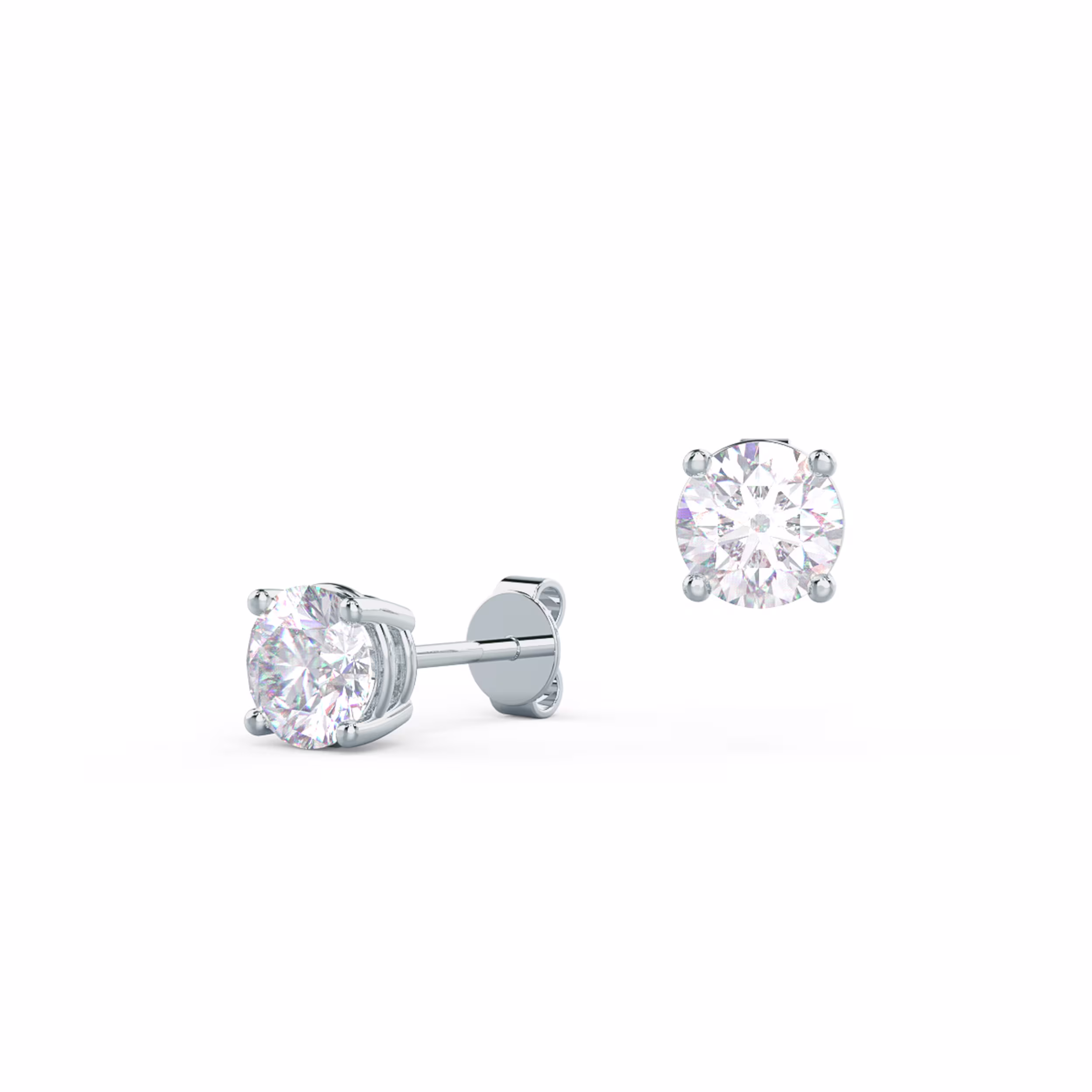 1.0 Carat Diamonds set in 14k White Gold Round Stud Earrings