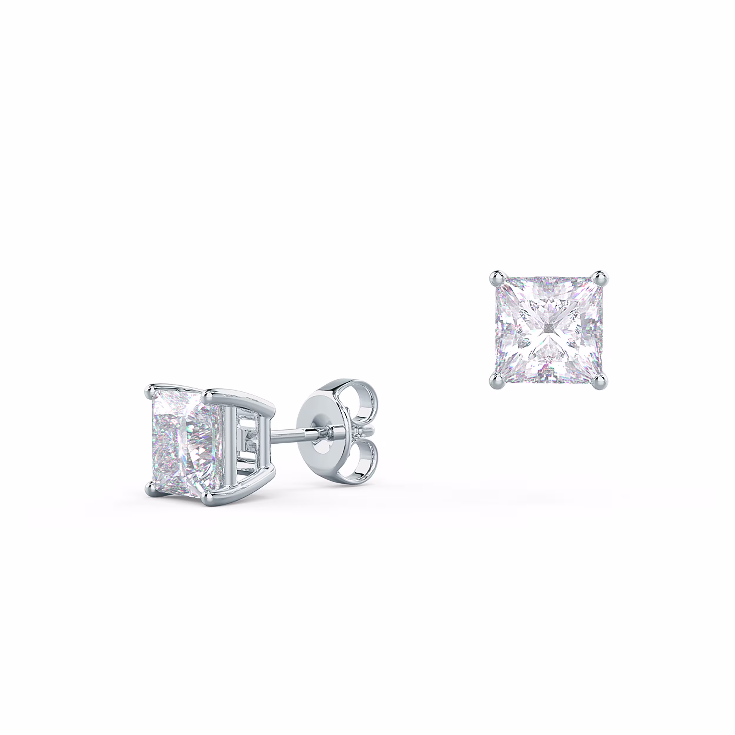 1.4 Carat Lab Diamonds set in White Gold Princess Cut Diamond Stud Earrings (Main View)