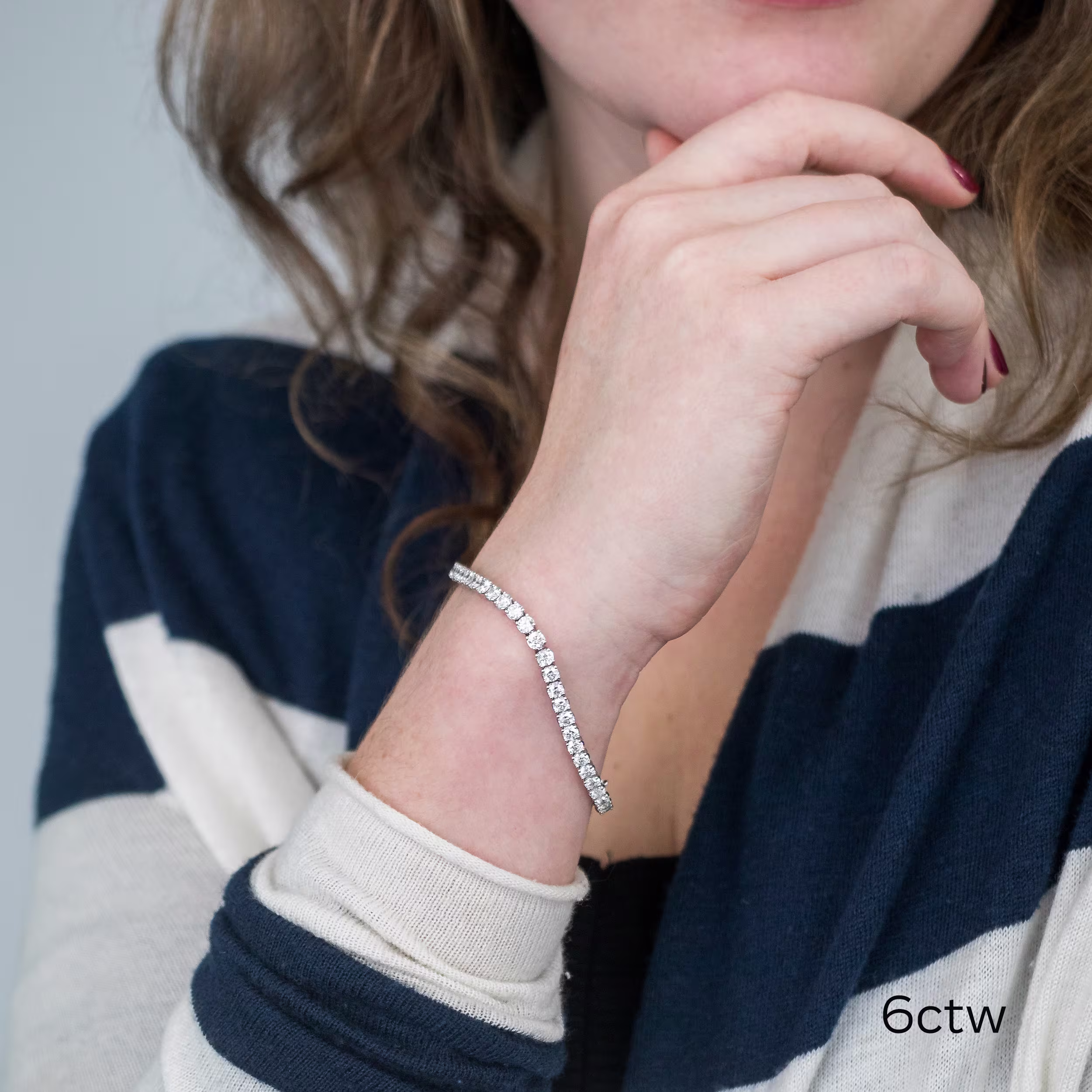 High Quality 6.0 ctw Round Lab Diamonds set in 18k White Gold Four Prong Tennis Bracelet