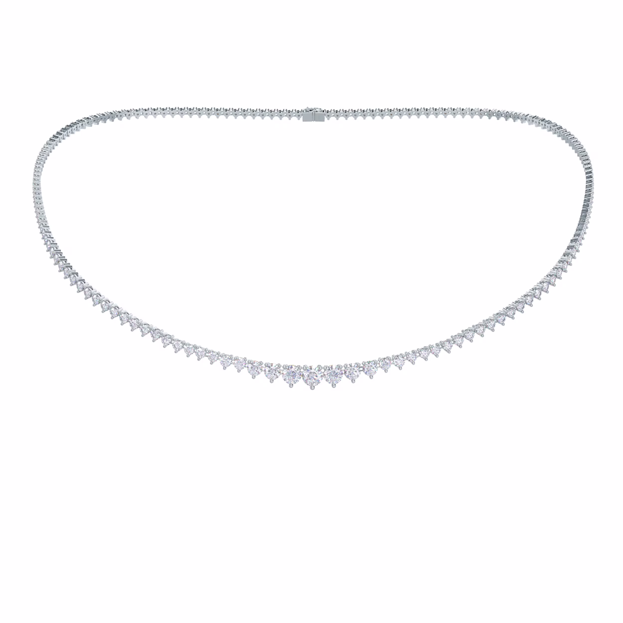 High Quality 7.0 Carat Round Synthetic Diamonds set in 14k White Gold Riviera Choker (Main View)
