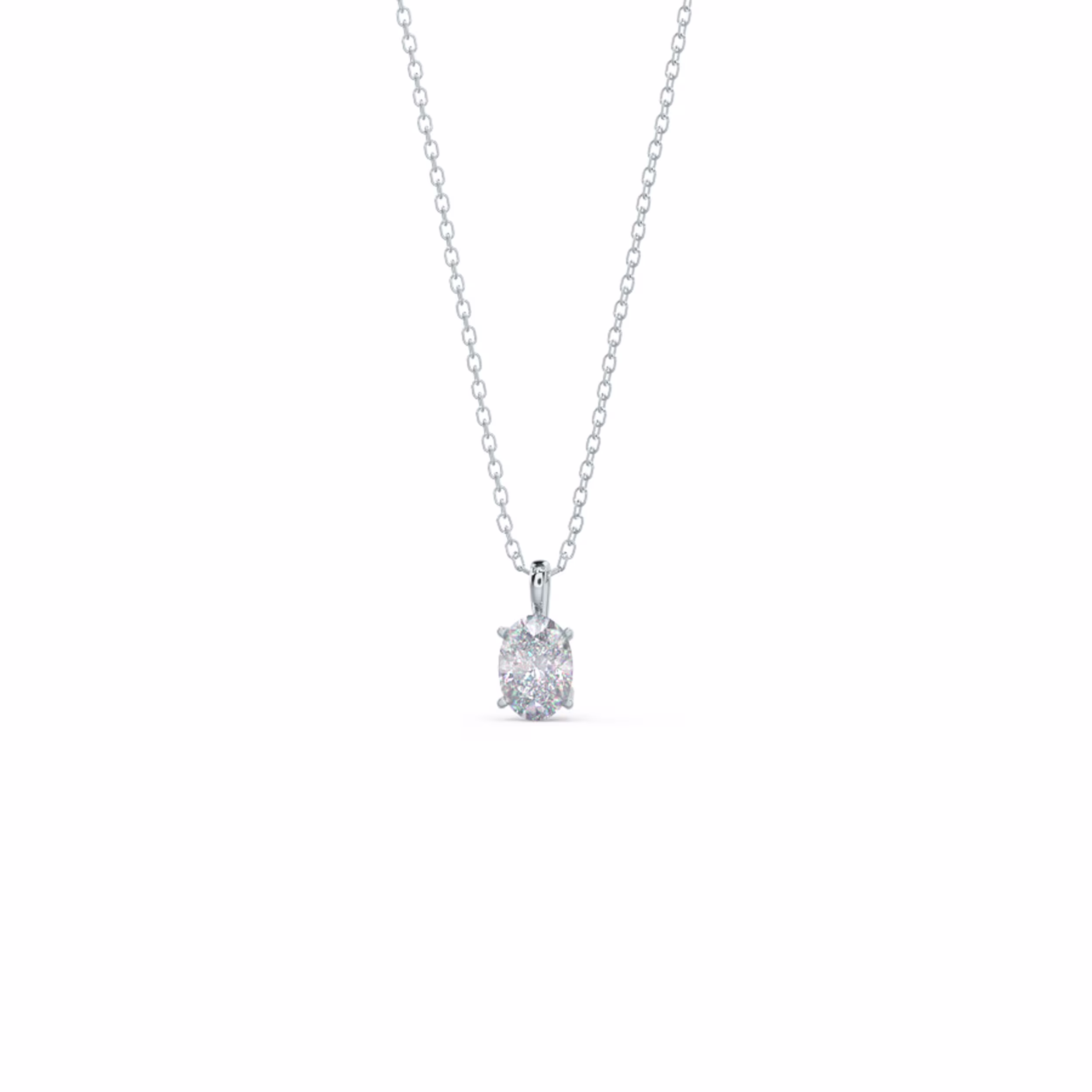 High Quality 0.7 Carat Created Diamonds set in 14k White Gold Classic Oval Pendant (Main View)