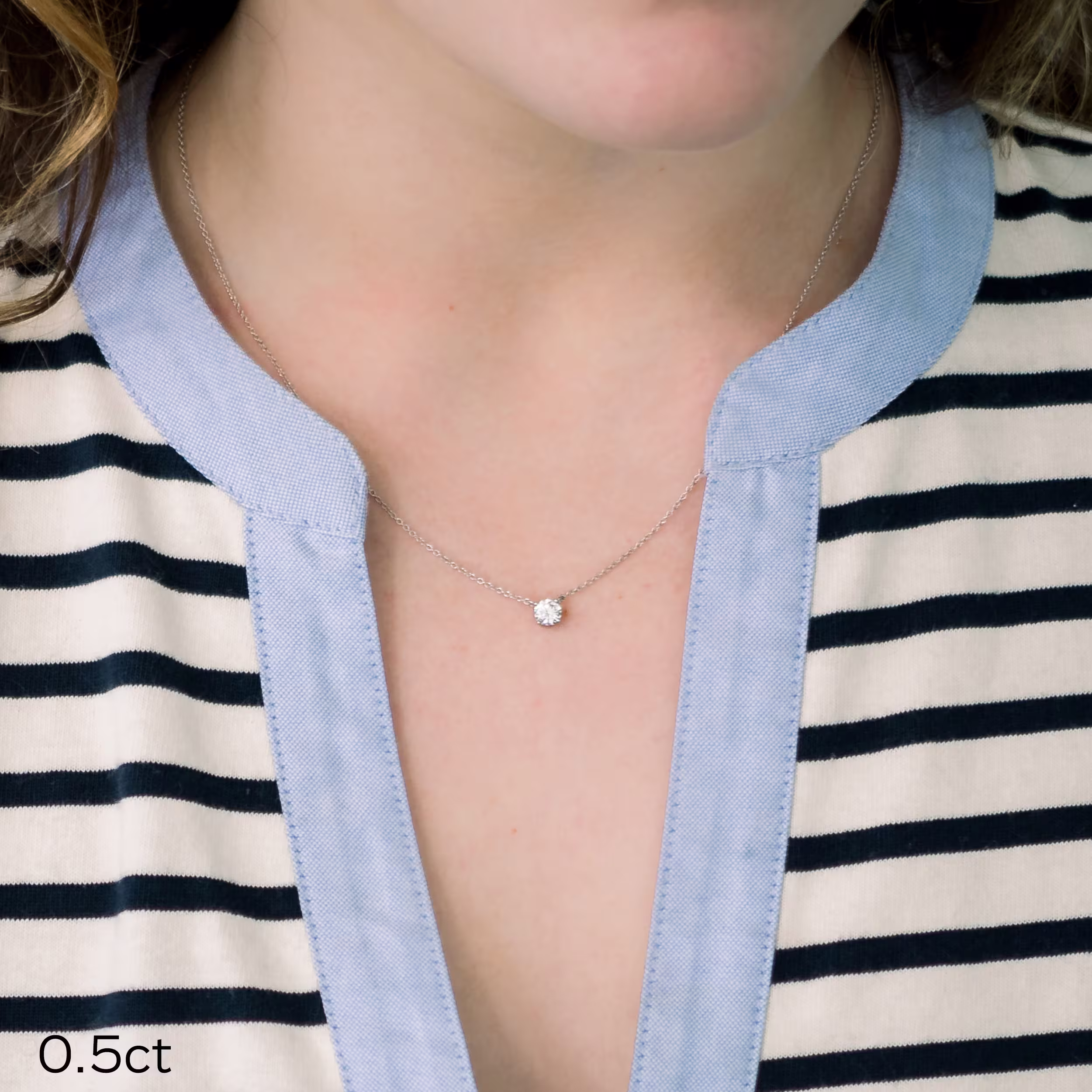 0.5 Carat Diamonds set in 14k White Gold Floating Round Pendant (Main View)