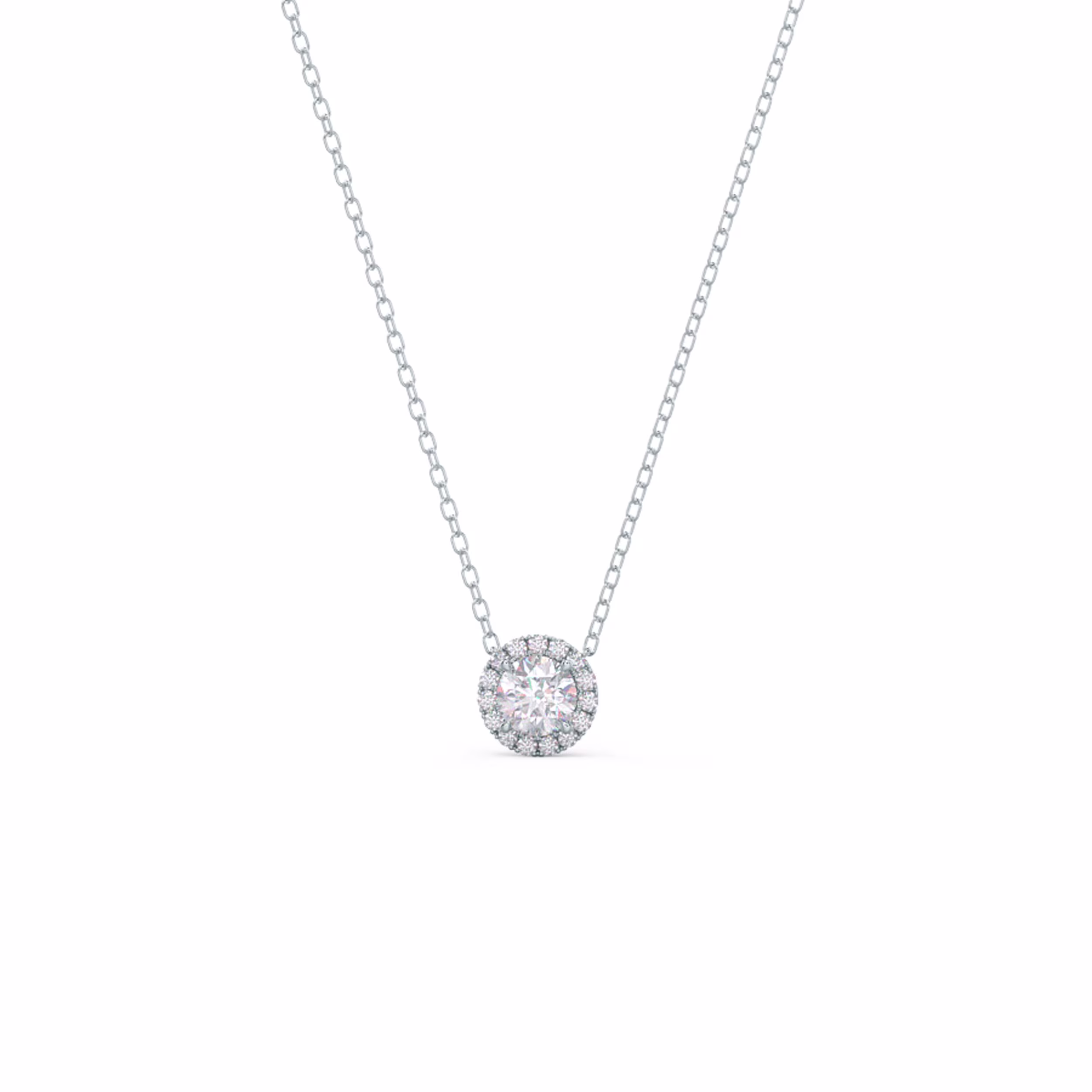 0.45 Carat Round Diamonds set in 14k White Gold Single Halo Pendant (Main View)