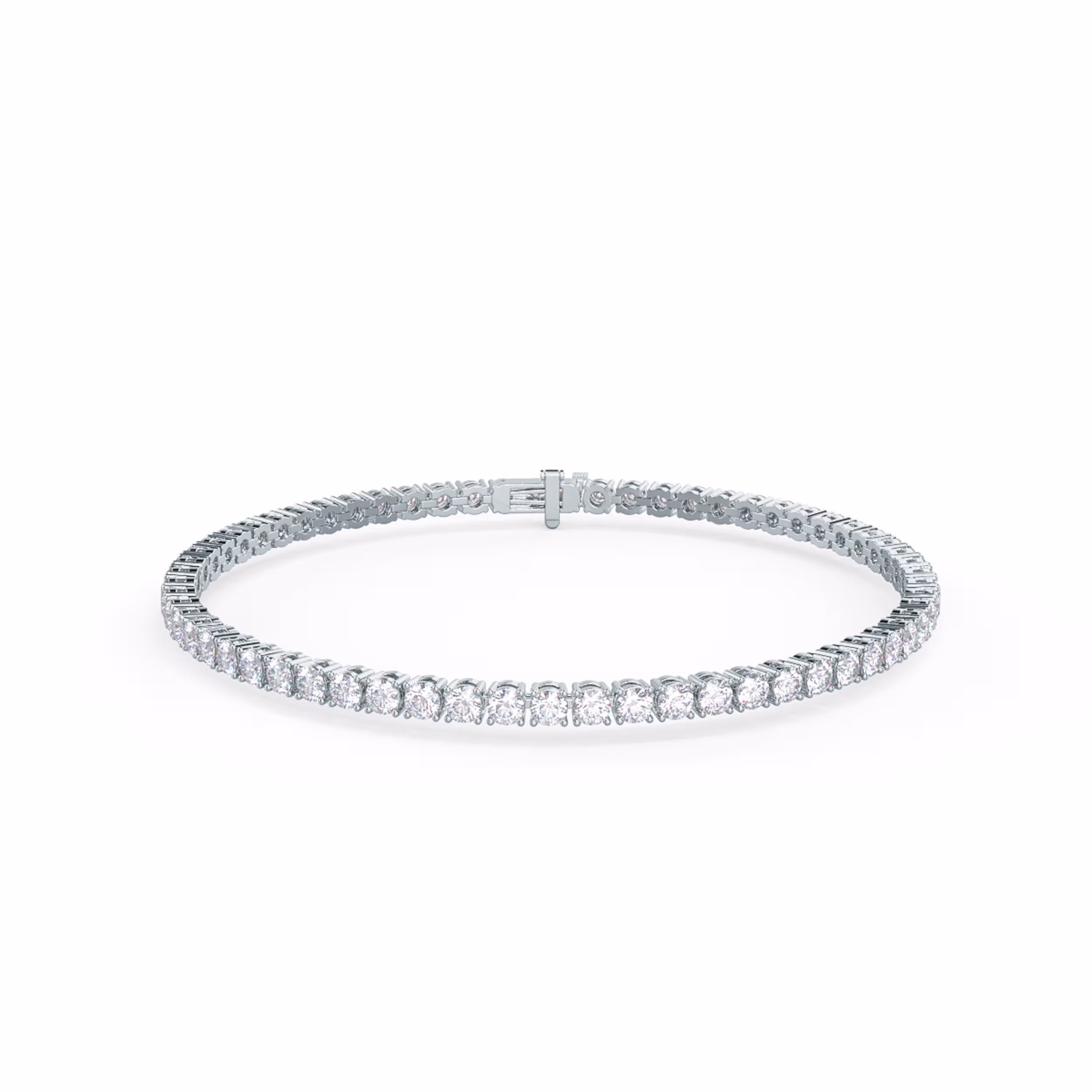 4.0 ct Round Brilliant Diamonds set in 18k White Gold Four Prong Tennis Bracelet (Main View)