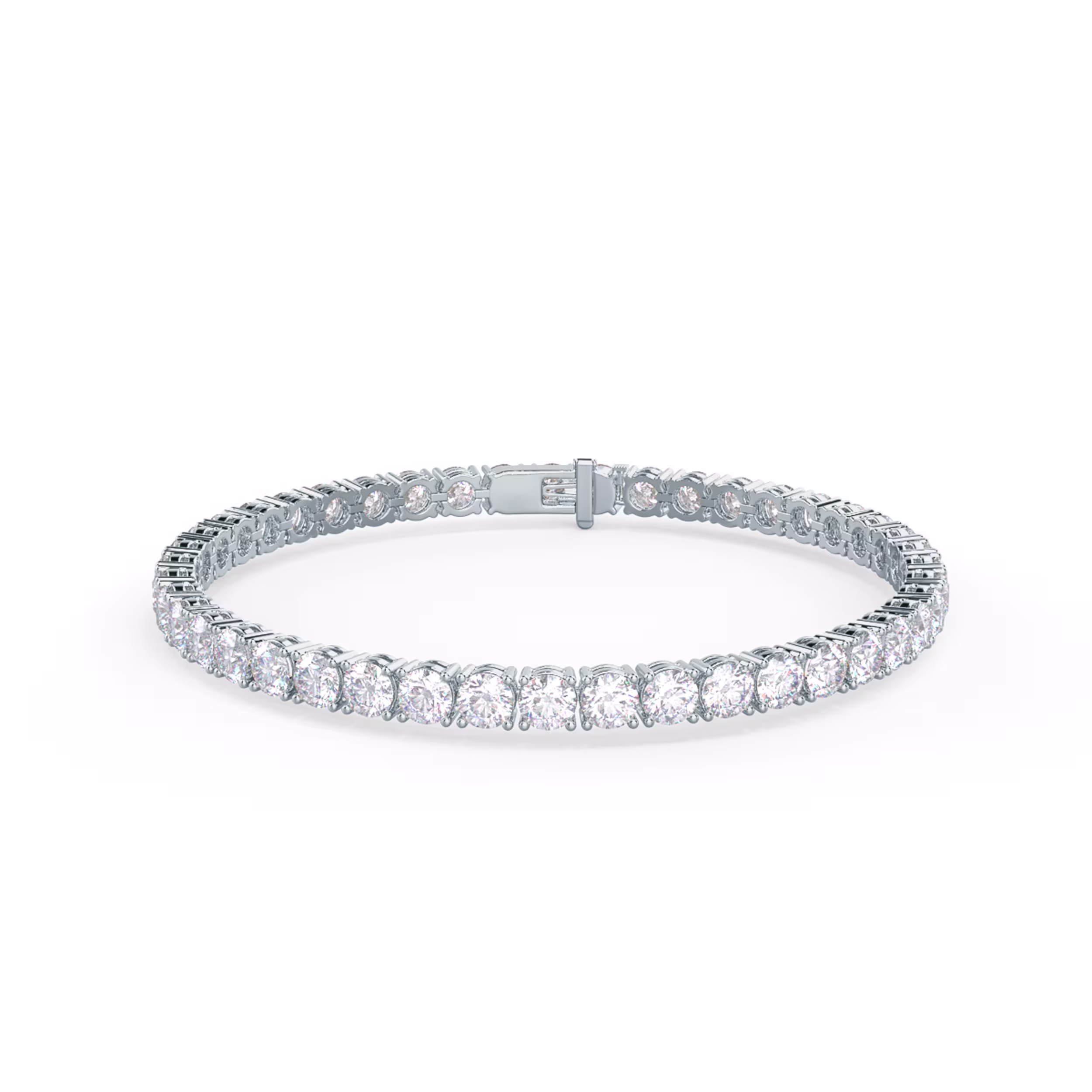 10.5 Carat Round Brilliant Diamonds set in 14k White Gold Four Prong Tennis Bracelet (Main View)