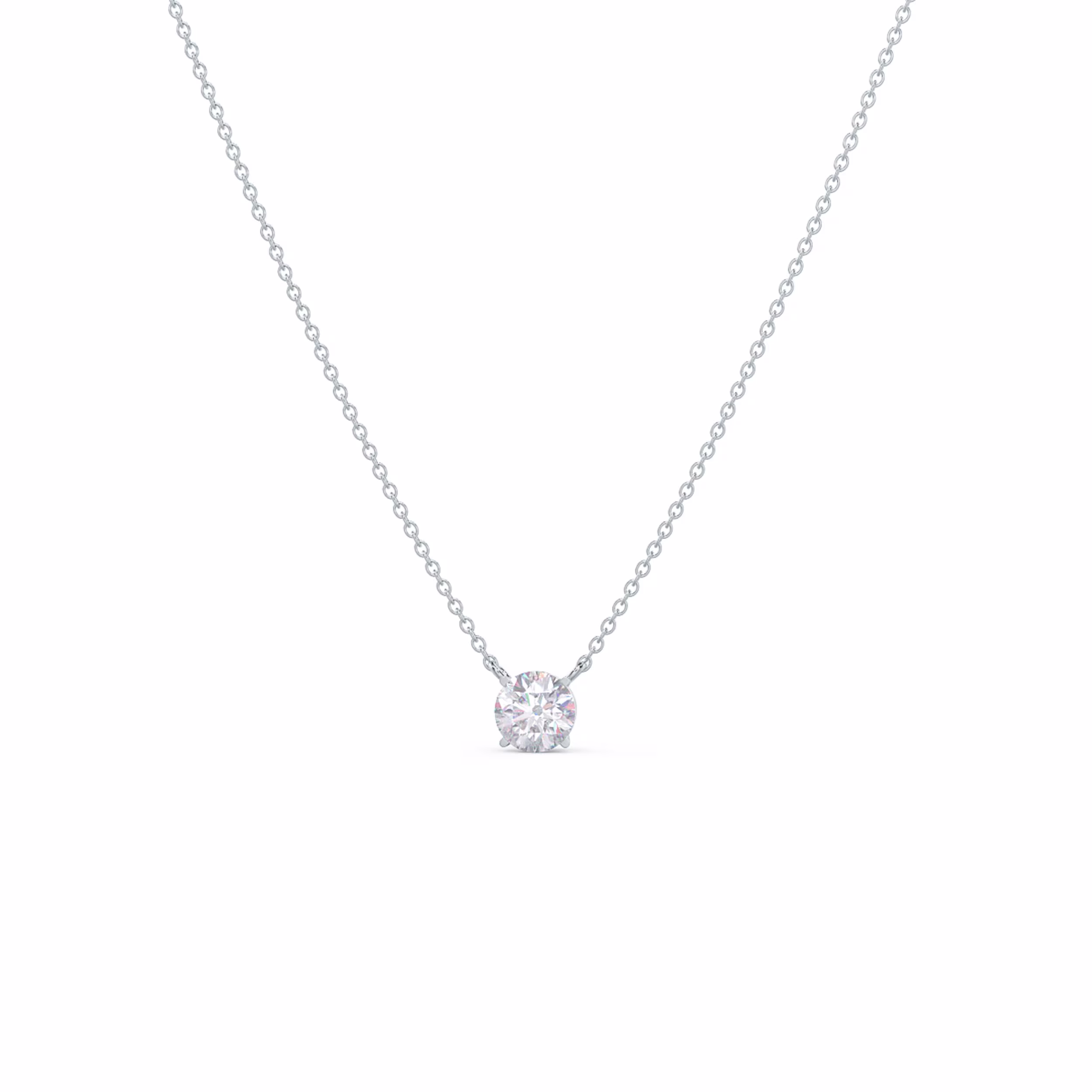 Hand Selected 0.75 Carat Diamonds set in 14k White Gold Floating Round Pendant (Main View)