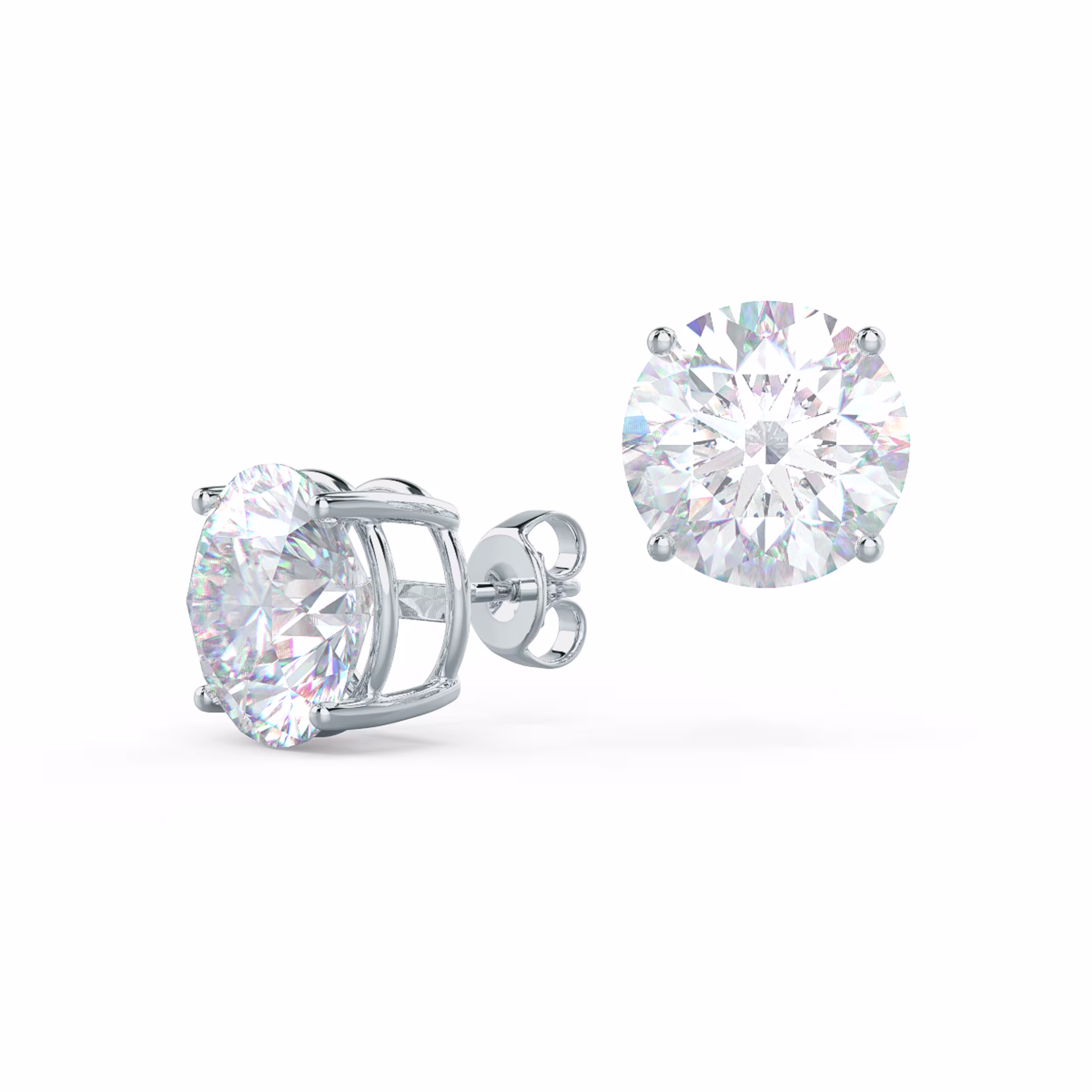 5.0 ctw Lab Grown Diamonds set in 14k White Gold Round Stud Earrings (Main View)