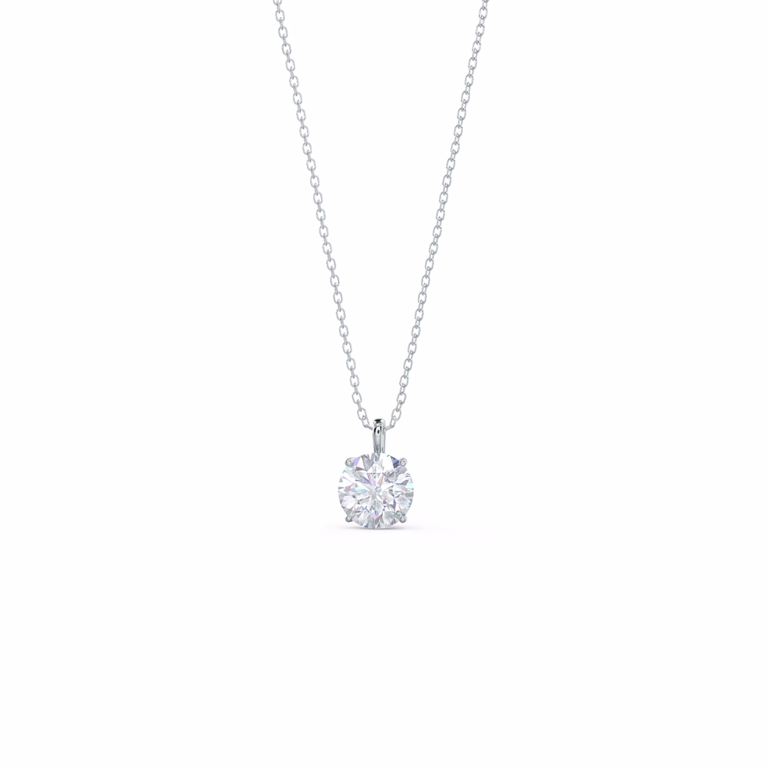 1.9 ct Lab Diamonds set in 14k White Gold Round Diamond Classic Solitaire Pendant