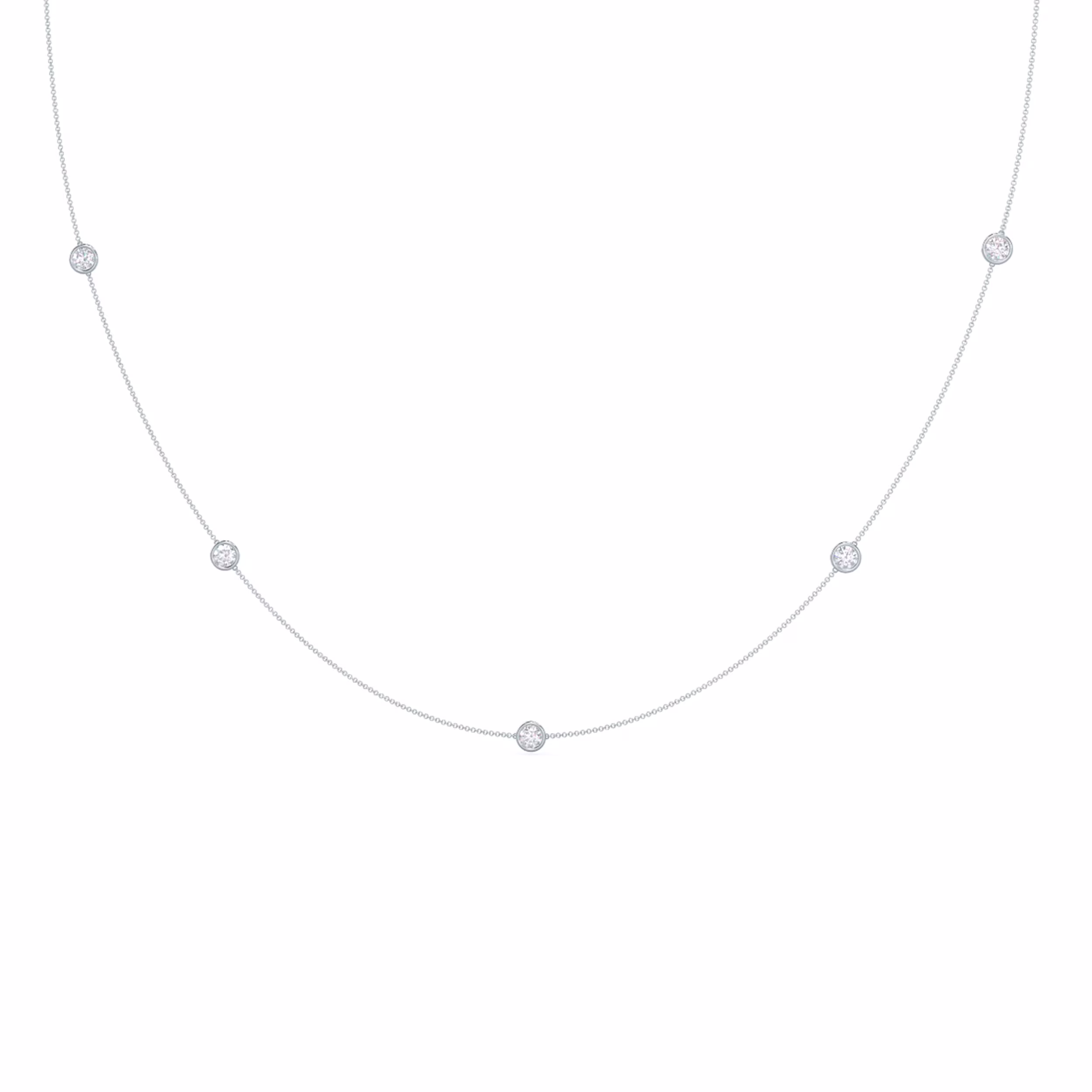 Hand Selected 0.85 Carat Round Lab Diamonds set in 14k White Gold Five Diamond Station Necklace (Main View)