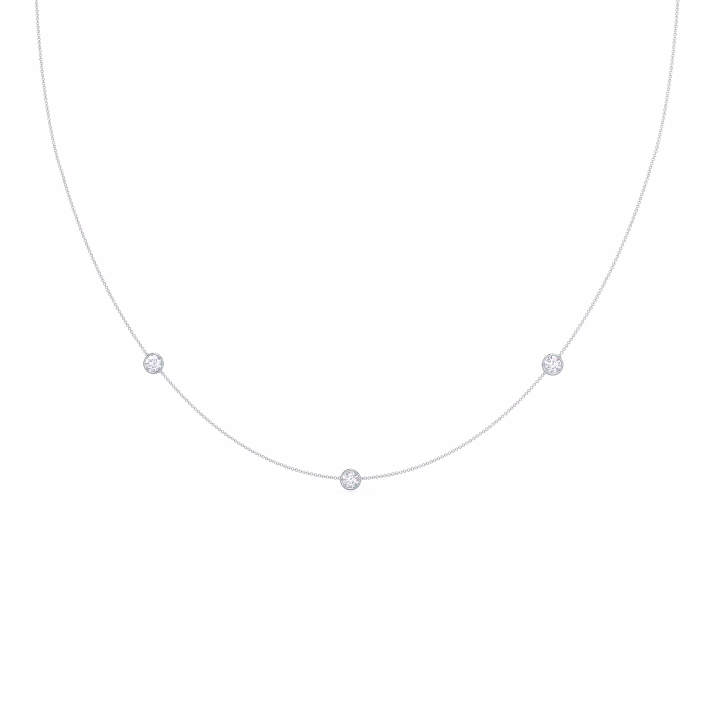 0.75 Carat Round Diamonds set in 14k White Gold Triple Bezel Floating Cosmopolitan Necklace (Main View)