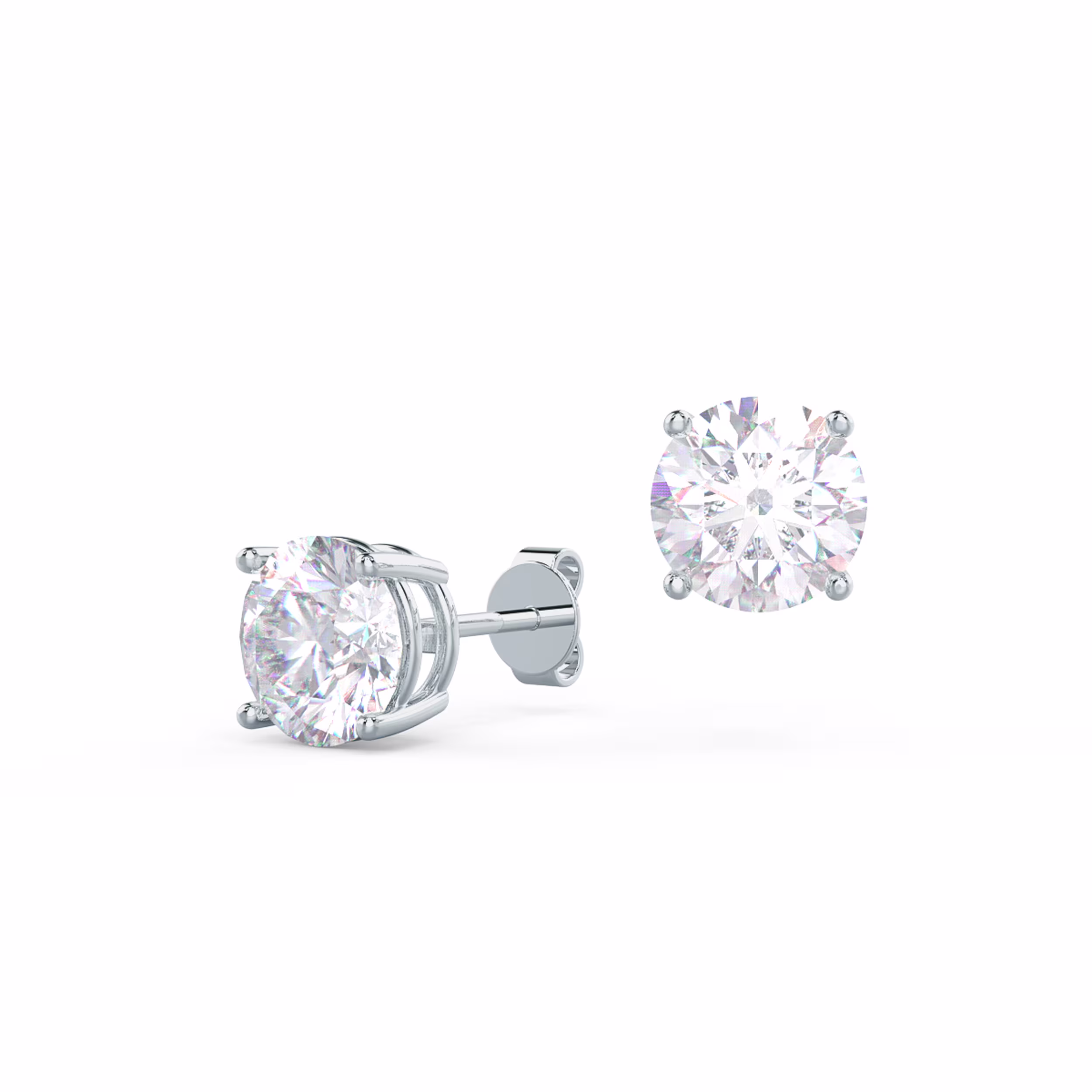 Hand Selected 2.0 ct Diamonds set in 14k White Gold Round Brilliant Lab Diamond Stud Earrings (Main View)