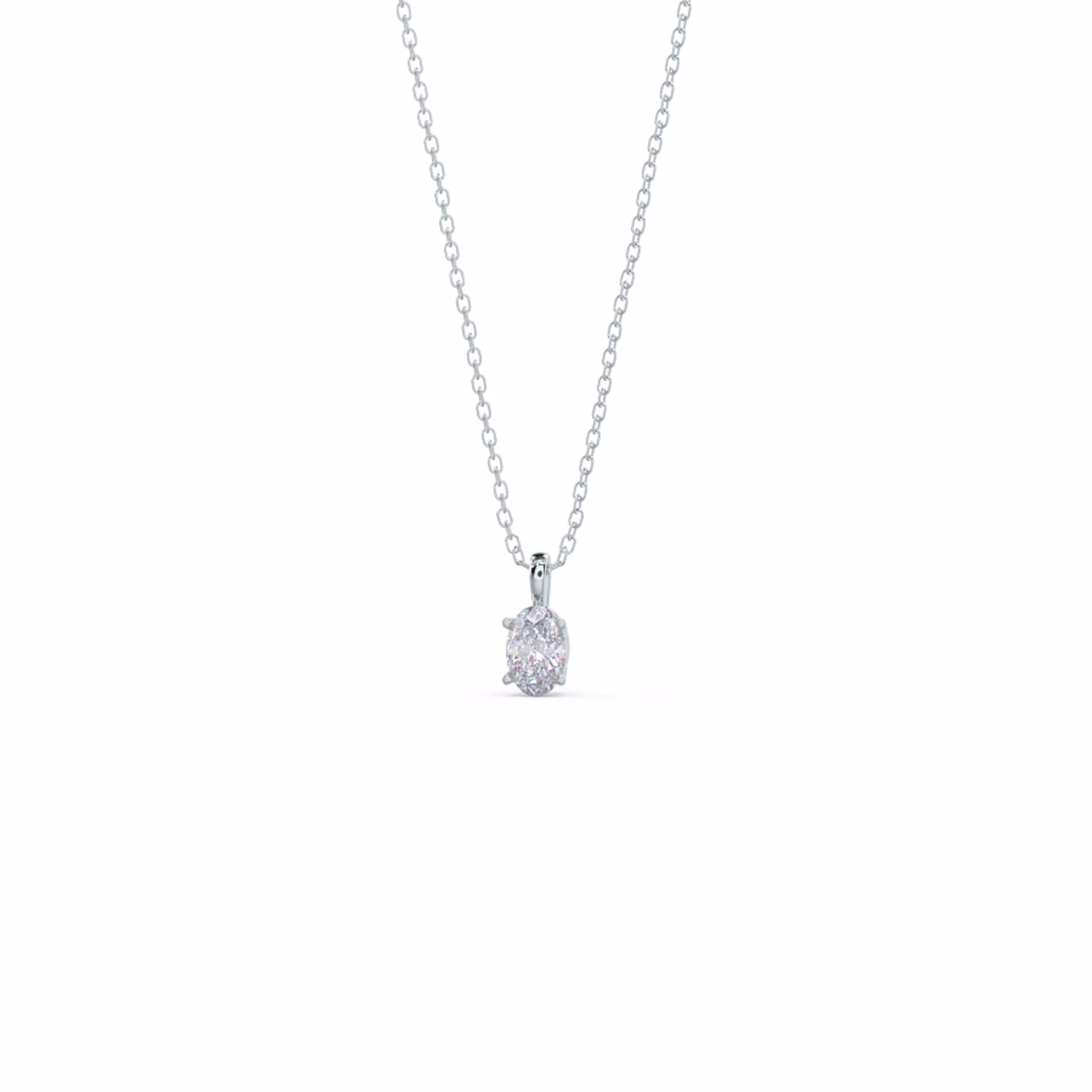 Hand Selected 0.35 ctw Lab Grown Diamonds set in White Gold Oval Diamond Classic Solitaire Pendant (Main View)