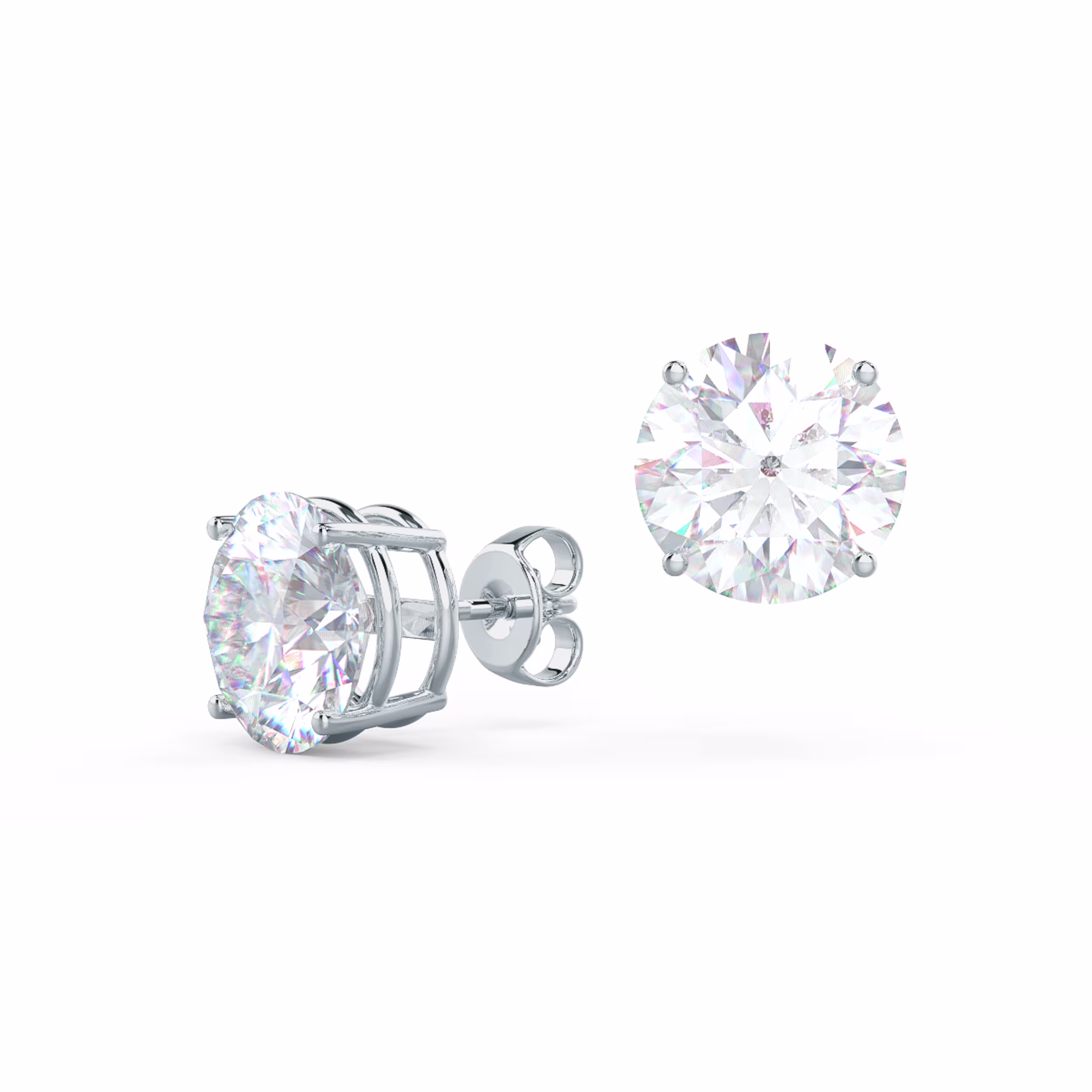 Hand Selected 4.0 Carat Created Diamonds set in 14k White Gold Round Stud Earrings