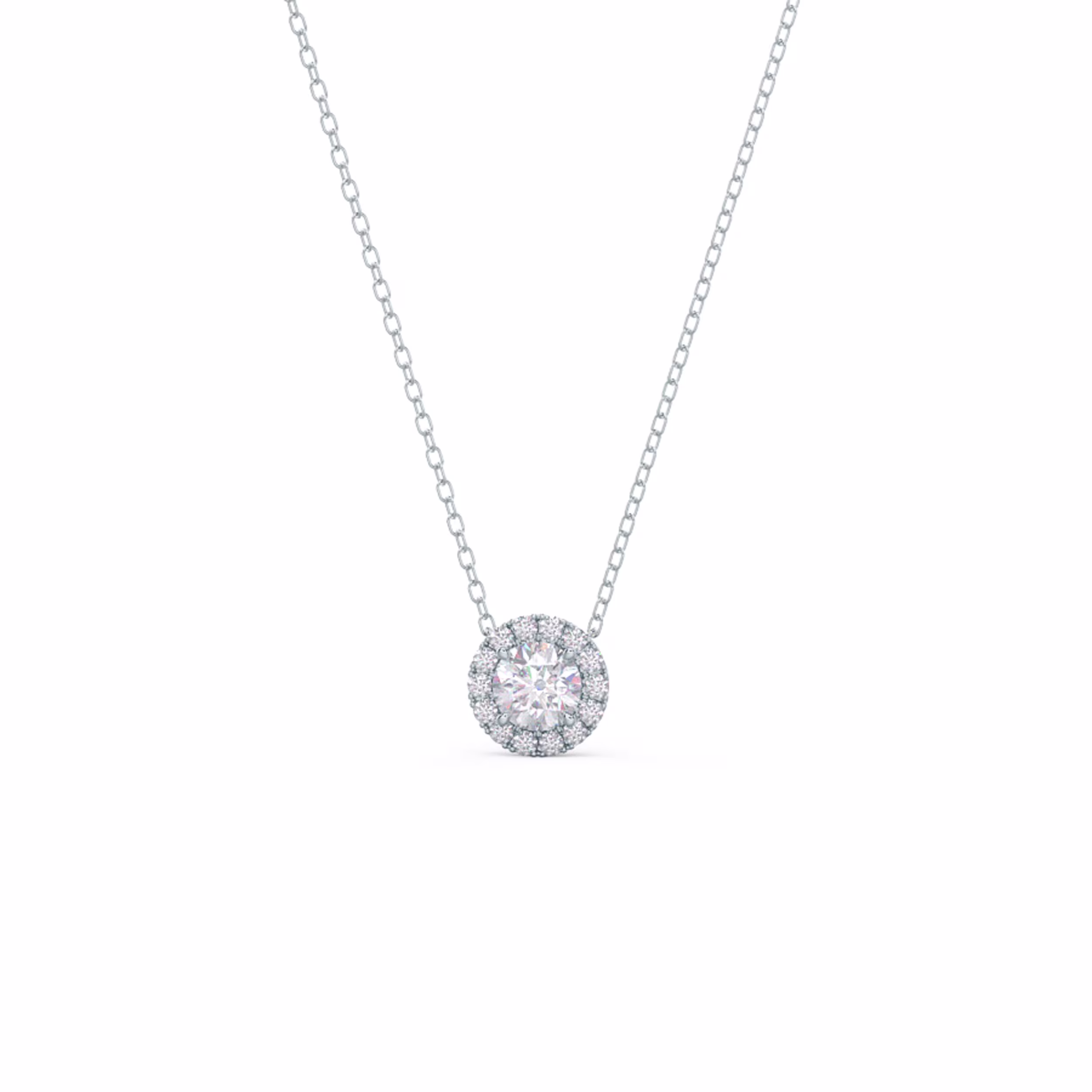 0.65 Carat Round Lab Grown Diamonds set in Platinum Single Halo Pendant