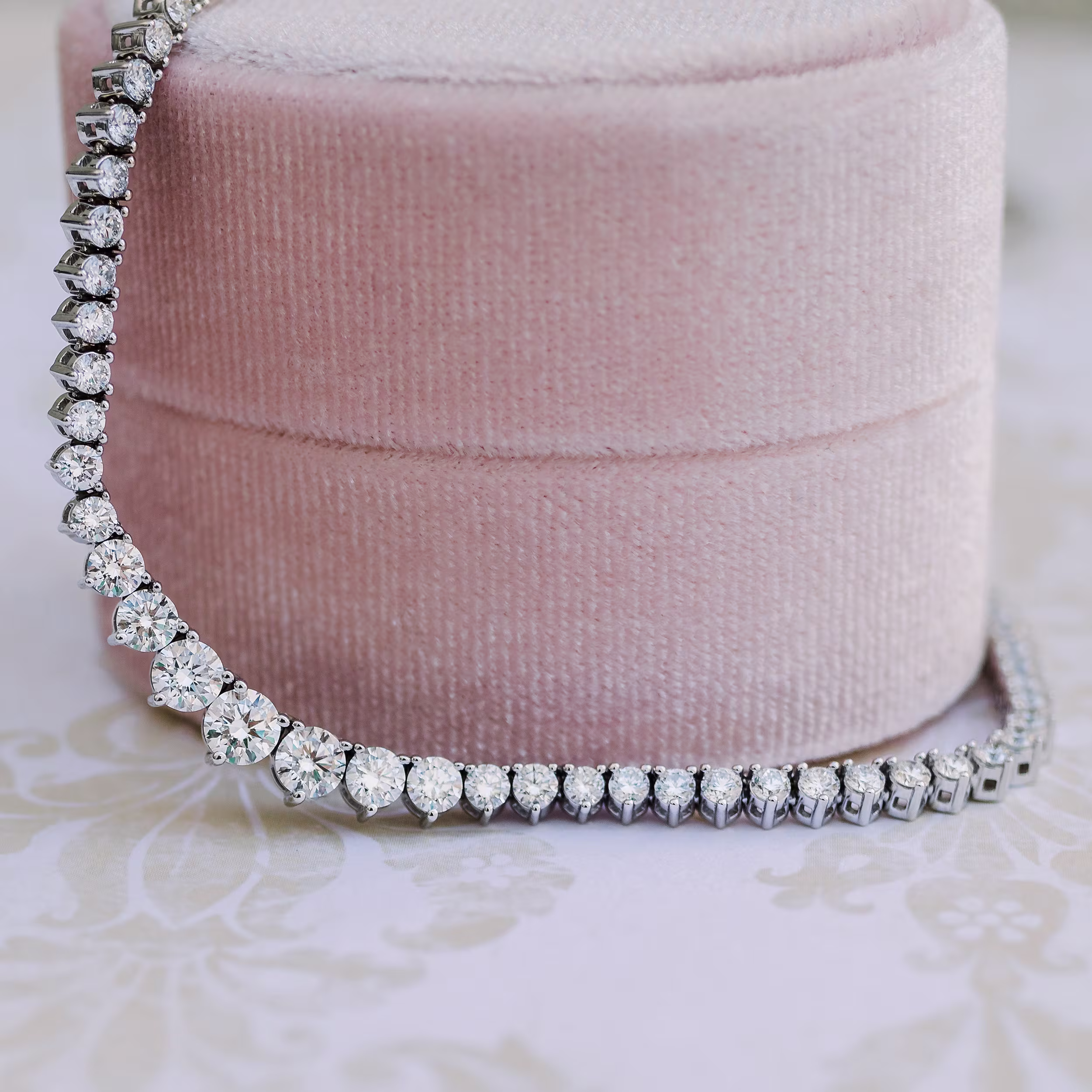 7.0 Carat Round Brilliant Synthetic Diamonds set in White Gold Riviera Choker (Main View)