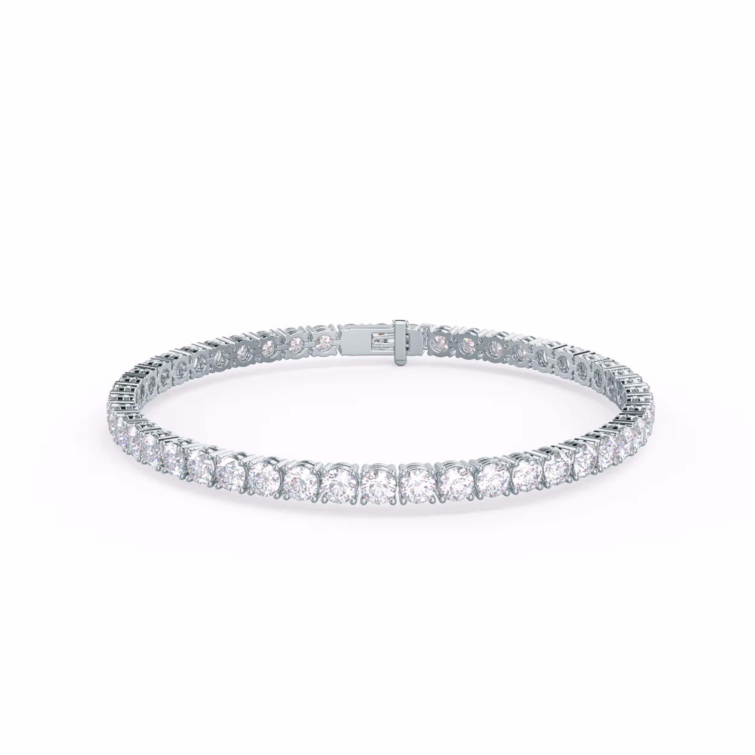 8.0 Carat Round Diamonds set in 18k White Gold Four Prong Tennis Bracelet (Main View)