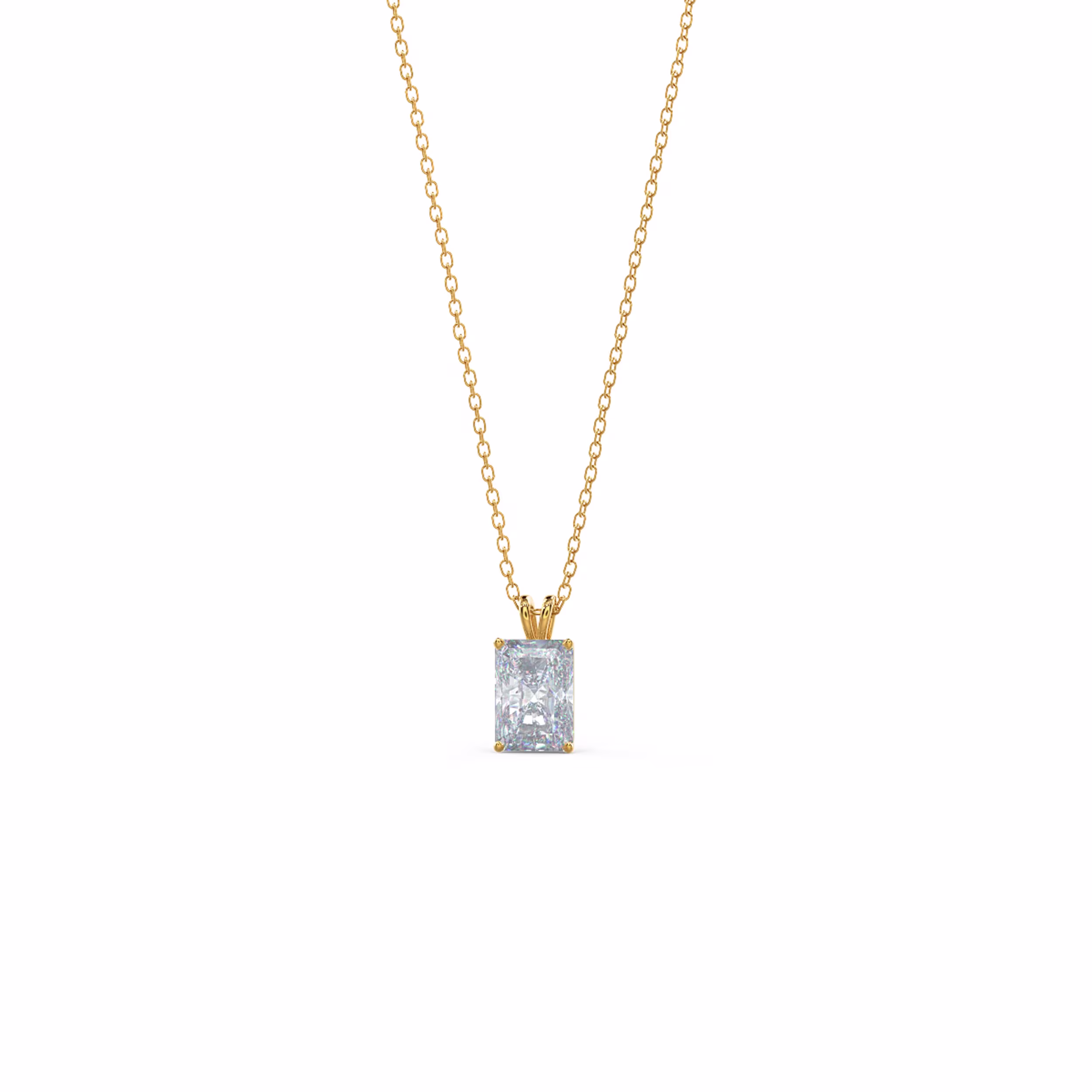 1.5 Carat Diamonds set in 14k Yellow Gold Radiant Cut Diamond Pendant