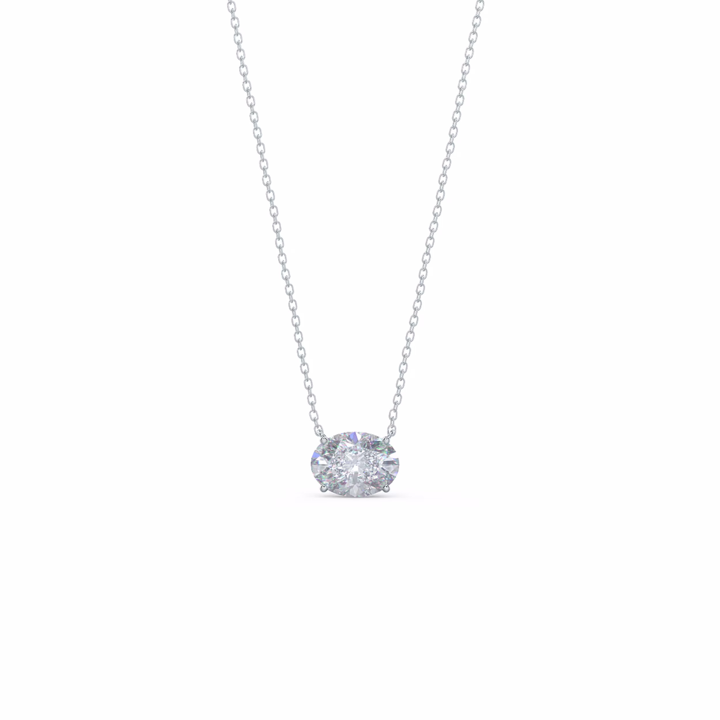 2.0 ct Diamonds set in 14k White Gold East-West Oval Diamond Pendant (Main View)