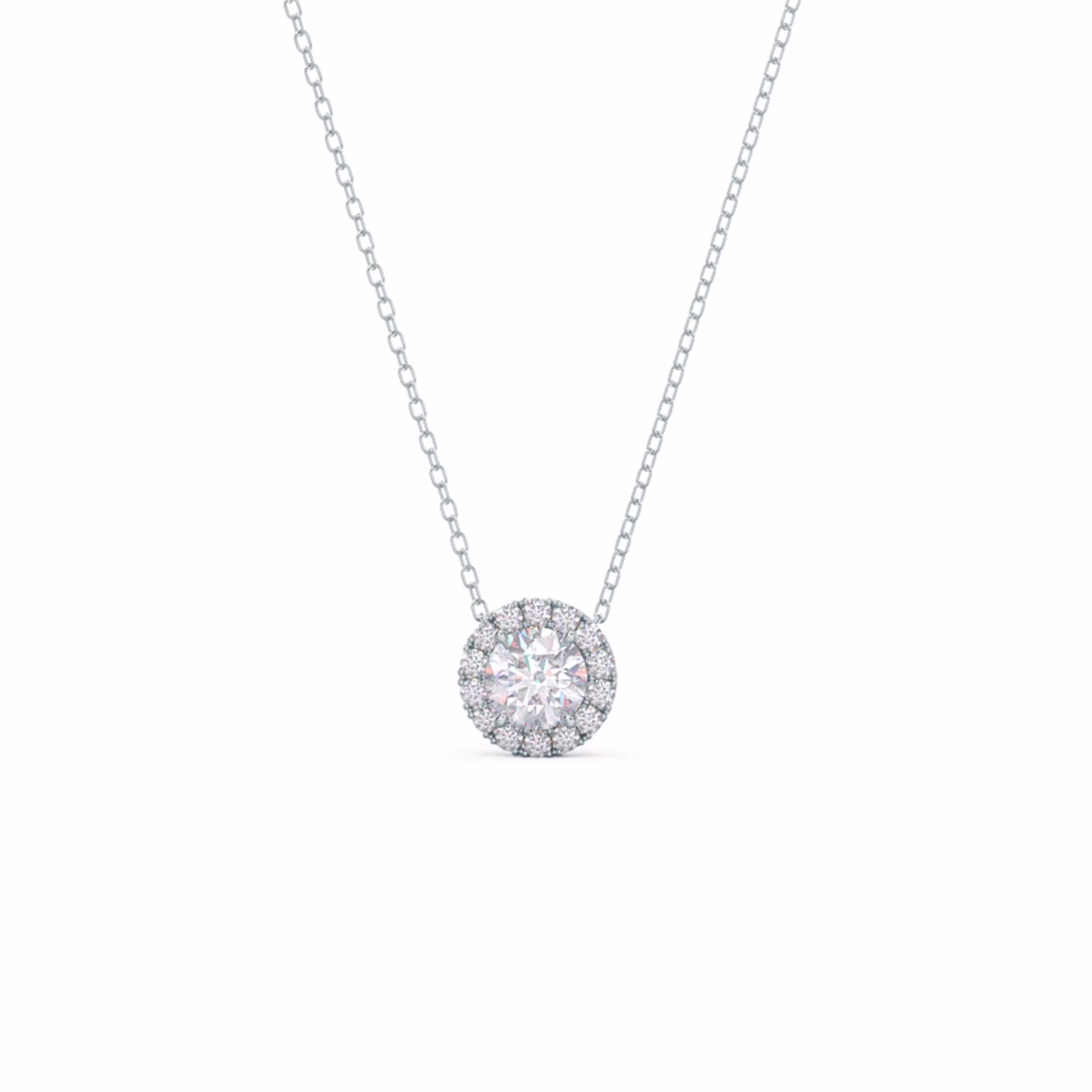 High Quality 1.0 ct Round Brilliant Lab Diamonds set in White Gold Single Halo Pendant