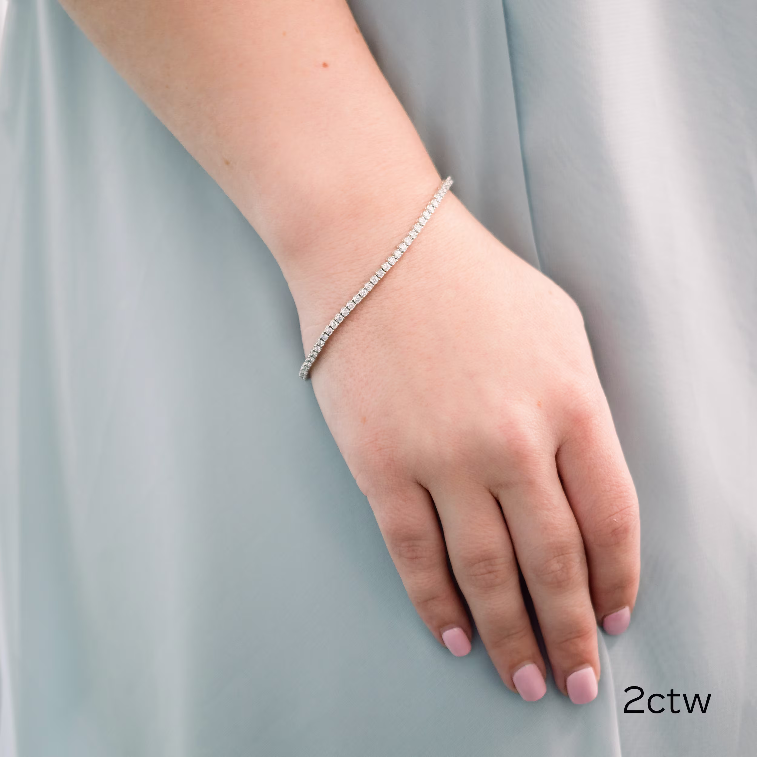 2.0 ctw Round Brilliant Lab Diamonds set in 14kt White Gold Four Prong Tennis Bracelet (Main View)