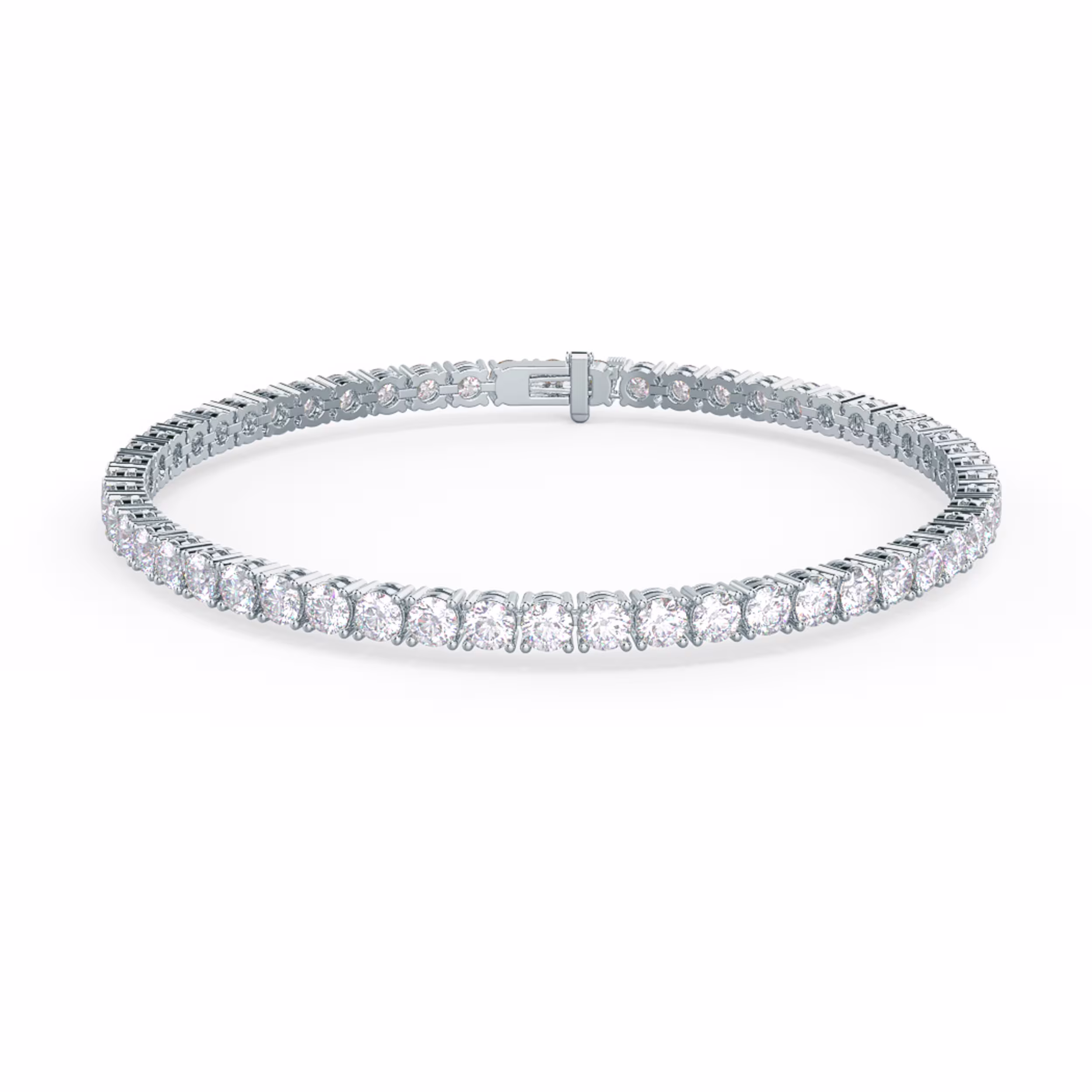6.0 Carat Round Lab Created Diamonds set in White Gold Four Prong Round Diamond Tennis Bracelet