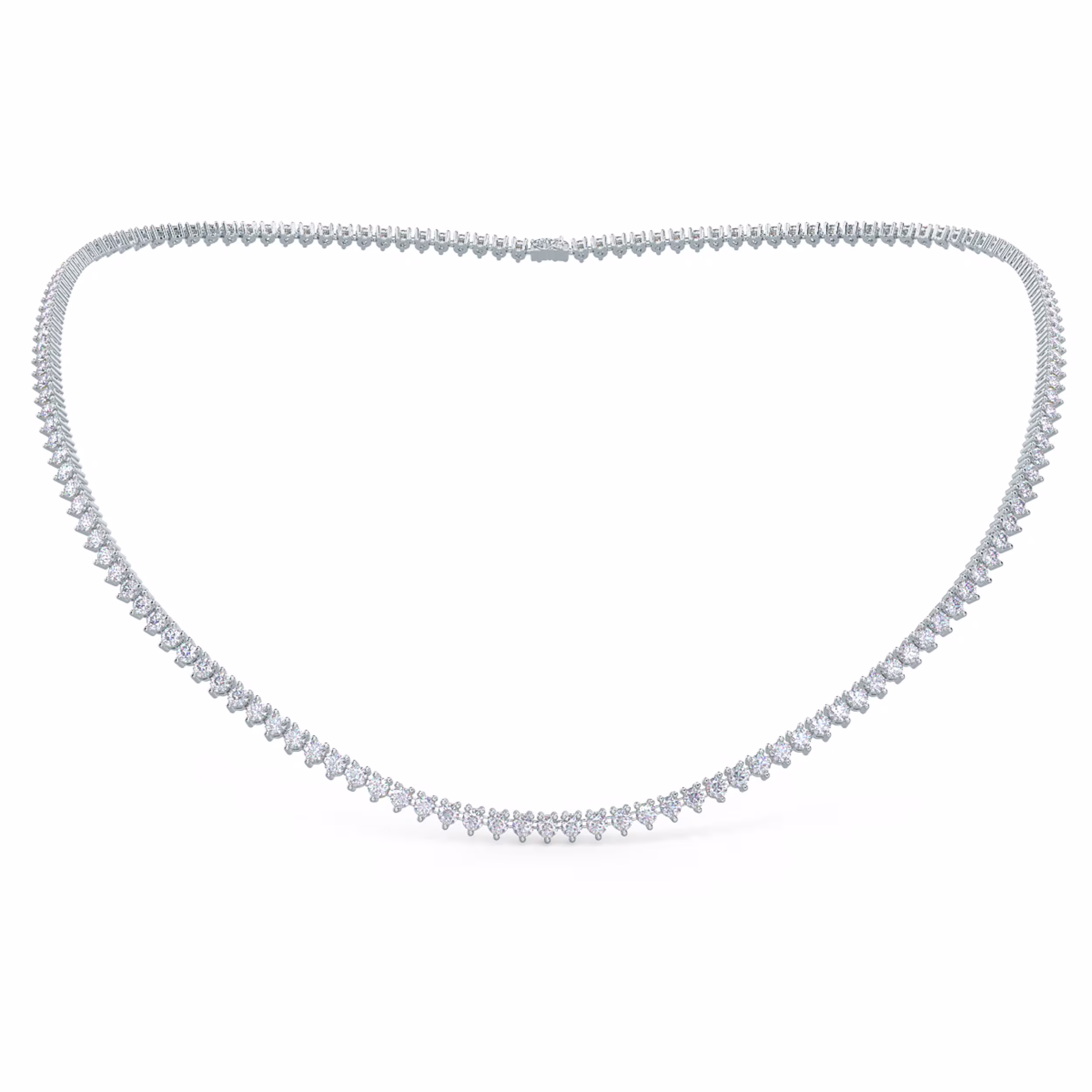 Hand Selected 10.0 ct Round Lab Grown Diamonds set in White Gold Lab Diamond Tennis Necklace