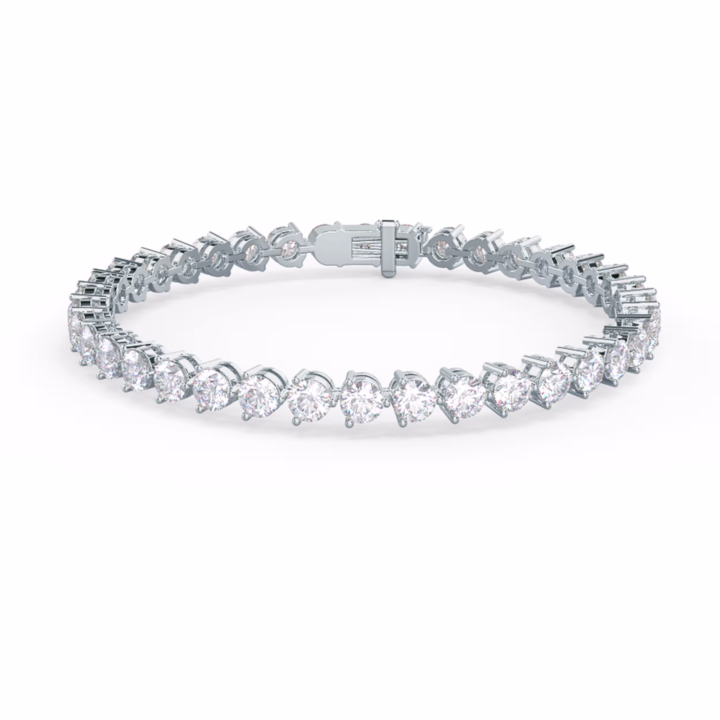6.0 Carat Round Lab Diamonds set in White Gold Three Prong Tennis Bracelet (Main View)