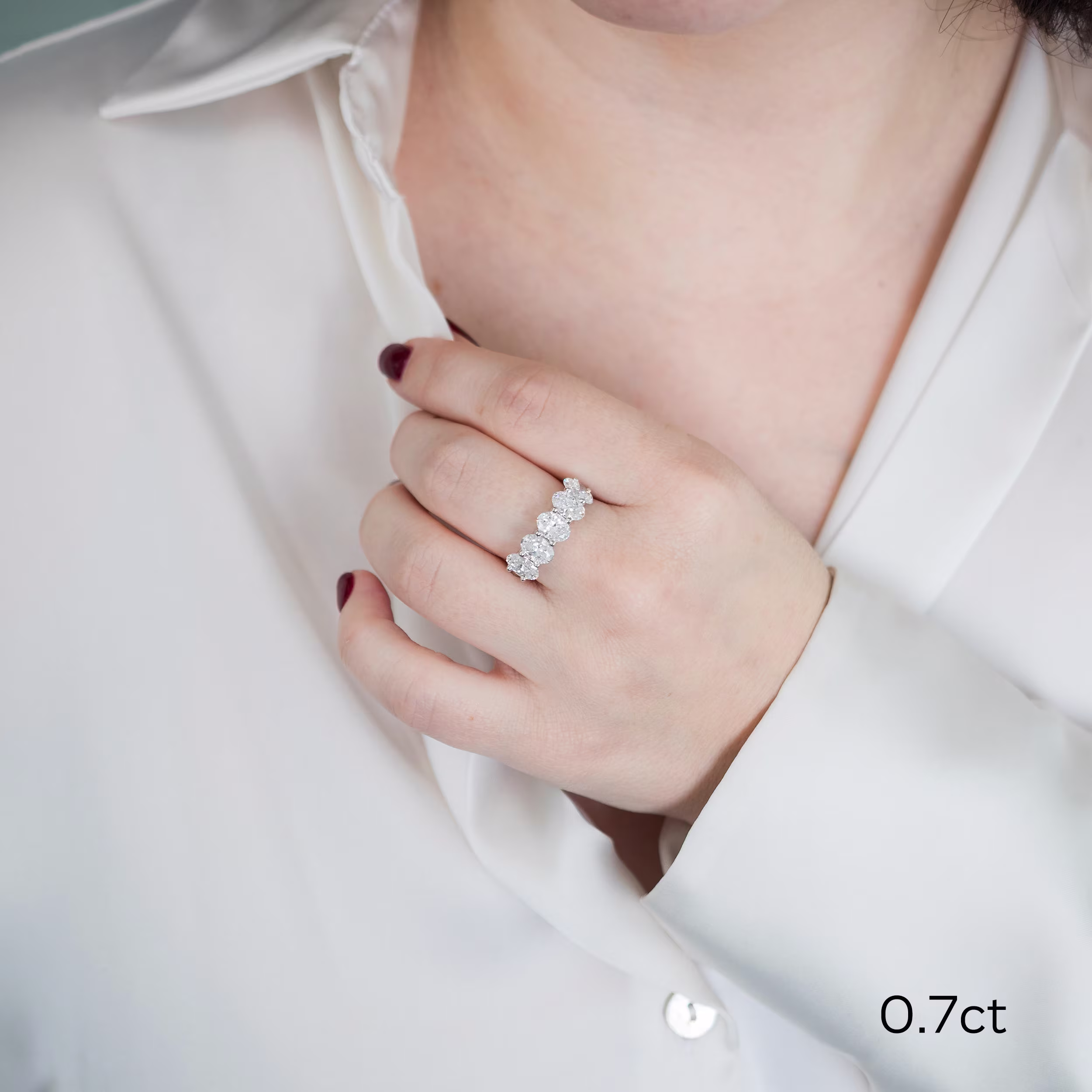 Exceptional Quality 10.0 ct Diamonds 10ctw Oval Diamond French U Eternity Band in 18k White Gold in 18k White Gold (Main View)