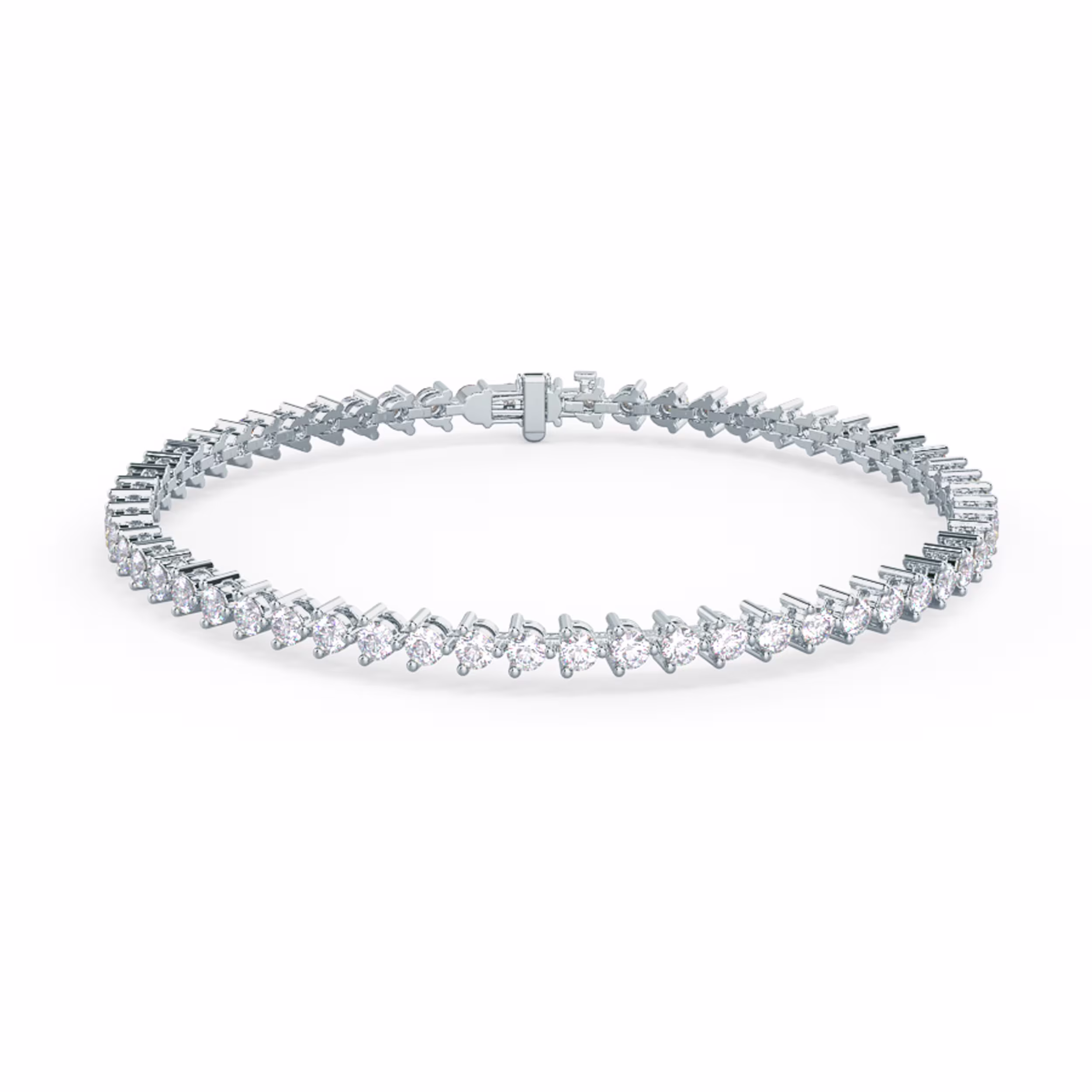 Exceptional Quality 2.0 ct Round Lab Diamonds set in 18k White Gold Lab Diamond Three Prong Tennis Bracelet