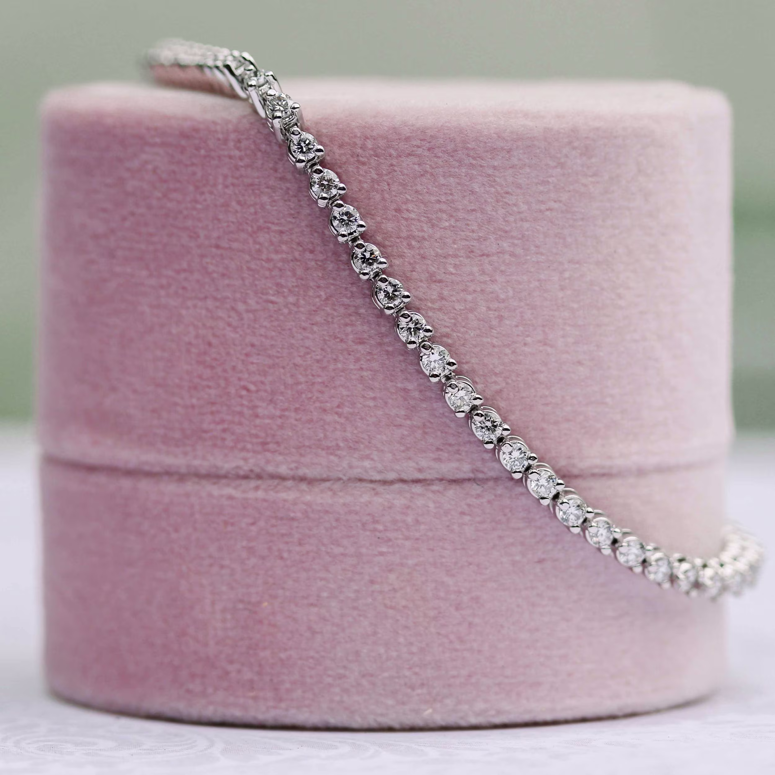 2.0 Carat Round Brilliant Lab Created Diamonds set in 18k White Gold Three Prong Tennis Bracelet (Main View)