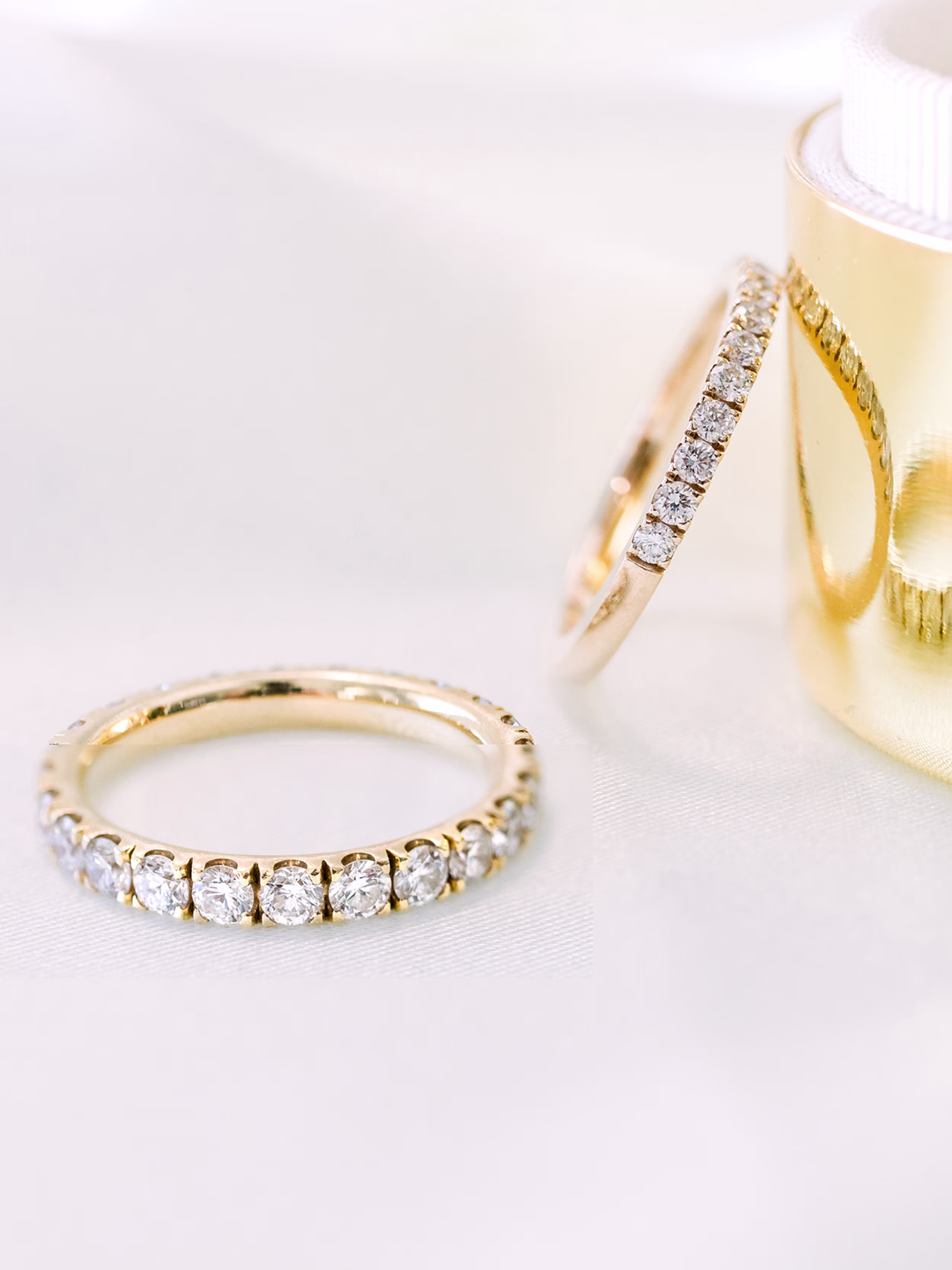 Lab Diamonds set in French U Round Eternity Band (Profile View)