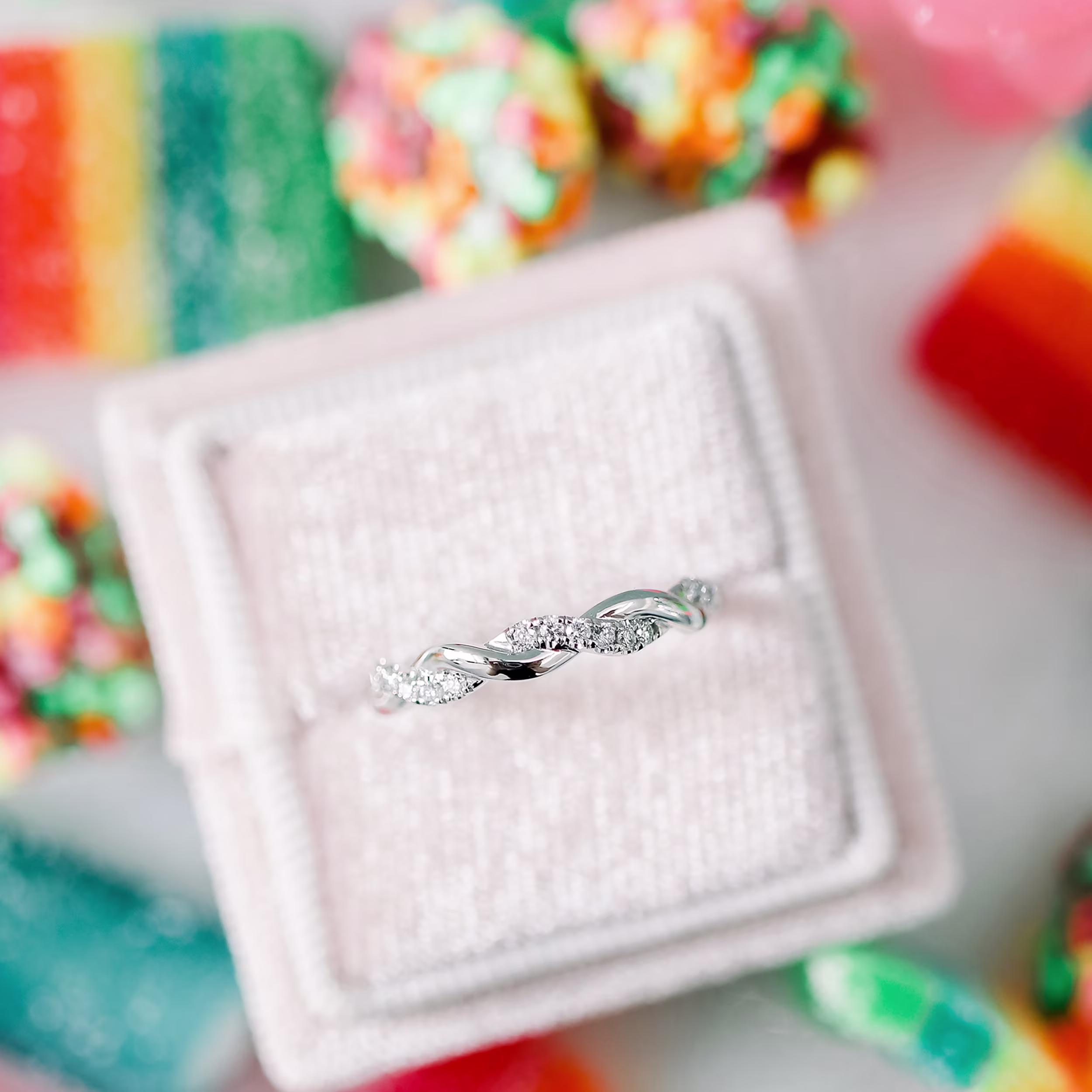 Platinum Infnity Twisting Light Half Band featuring 0.2 Carat Round Brilliant Lab Grown Diamonds (Main View)