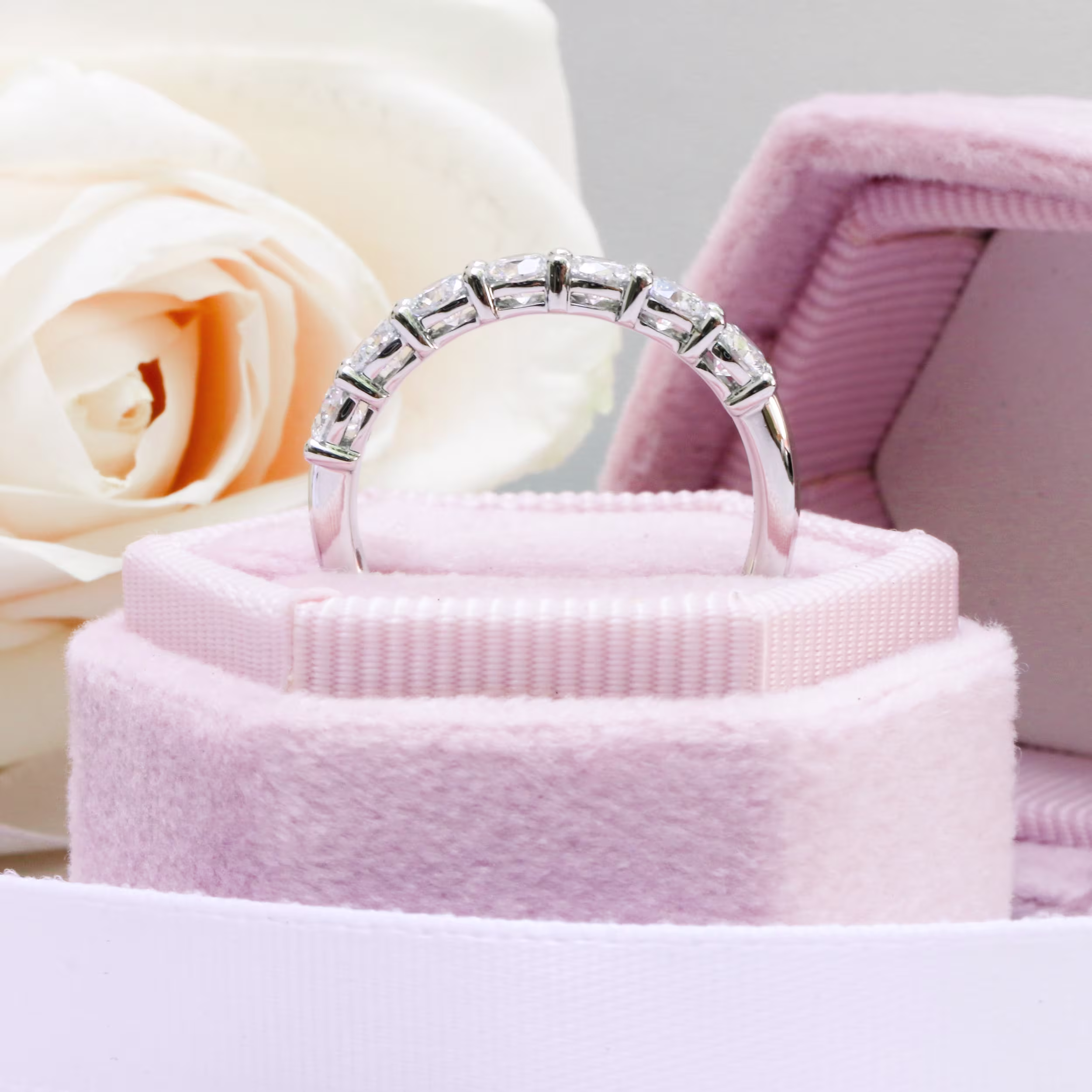 1.2 Carat Round Brilliant Diamonds set in Platinum Prong Set Seven Stone (Profile View)