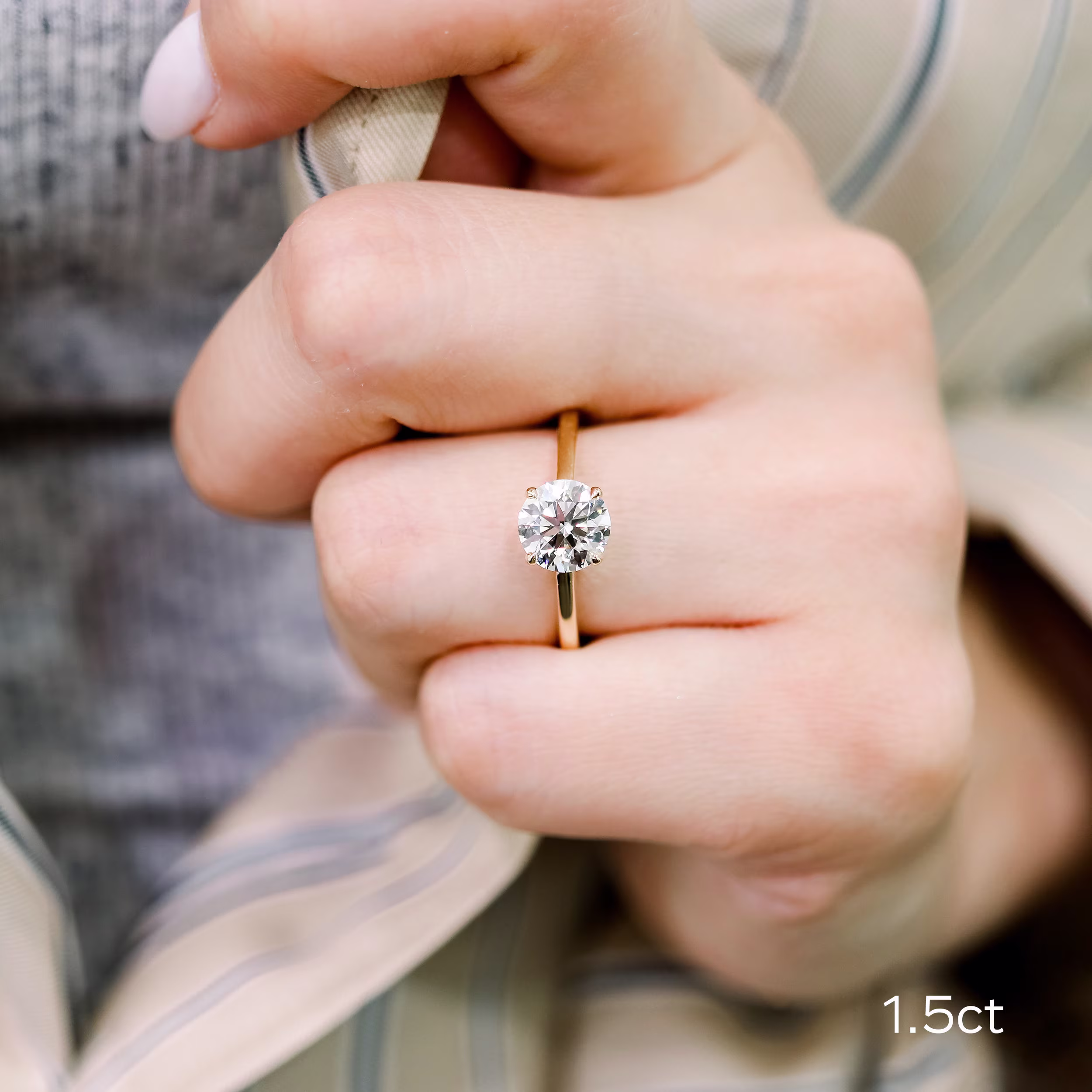 High Quality 1.5 Carat Diamonds set in Yellow Gold Open Tapered Cathedral Solitaire Diamond Engagement Ring (Main View)