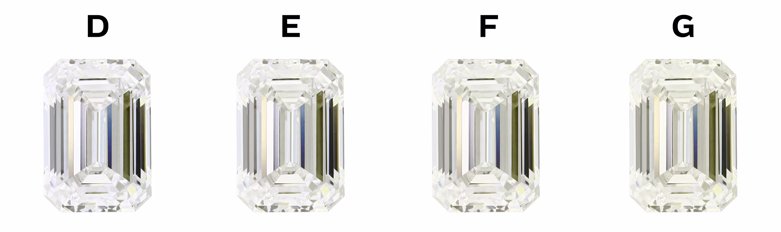 emerald cut lab diamonds of different colors