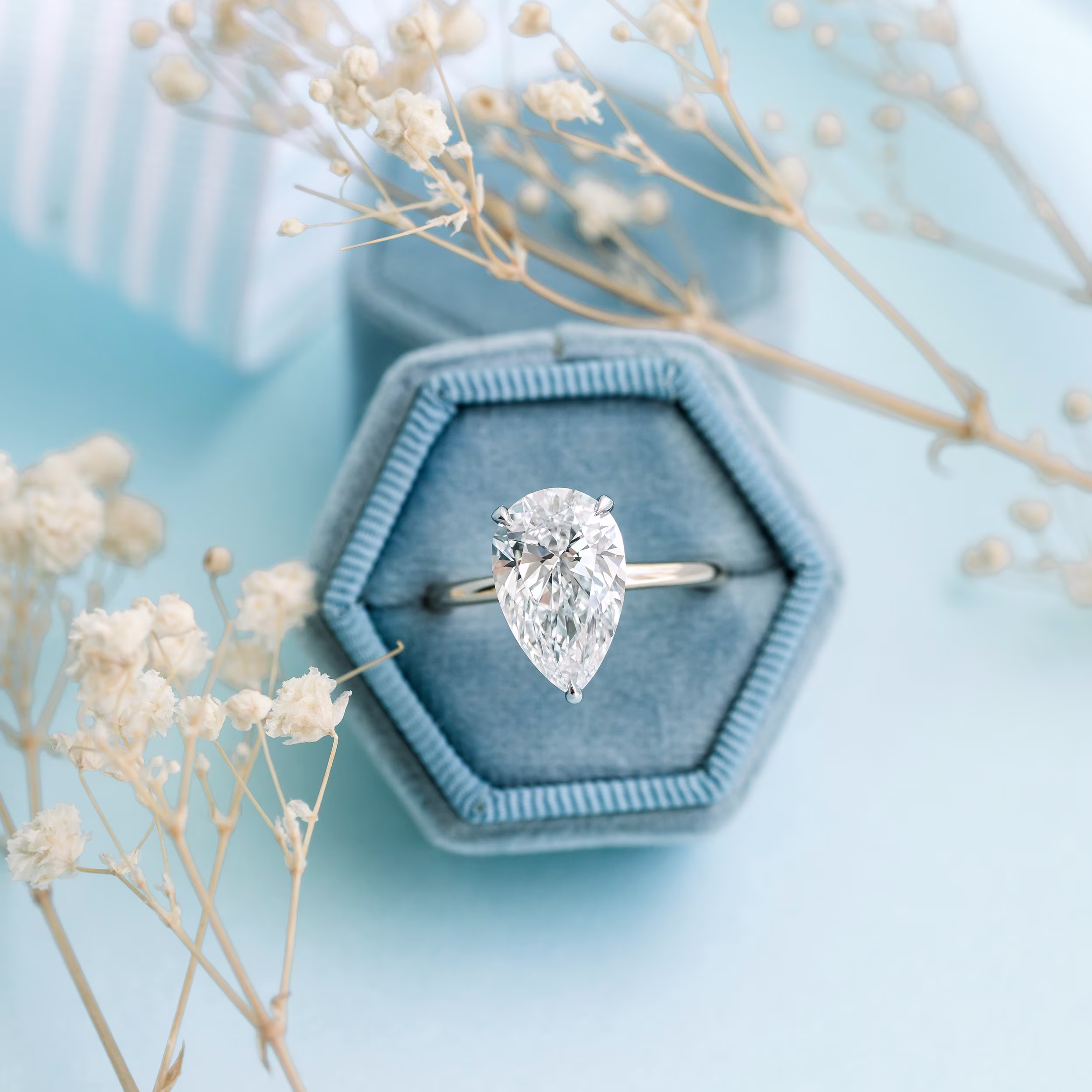 4.0 Carat Lab Diamonds set in Platinum & Yellow Gold Pear Petite Solitaire (Main View)