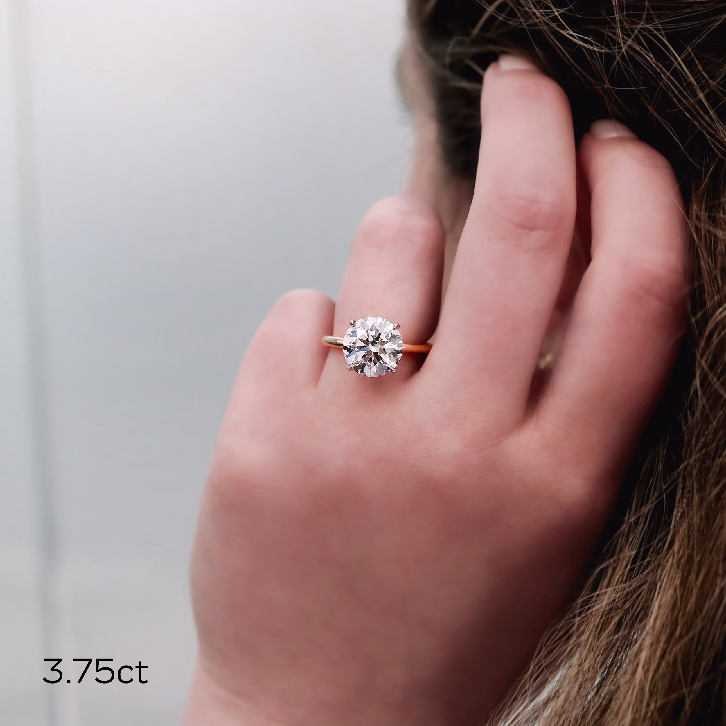 Platinum & Yellow Gold Floral Basket Solitaire Diamond Engagement Ring featuring 3.75 ctw Lab Grown Diamonds (Main View)