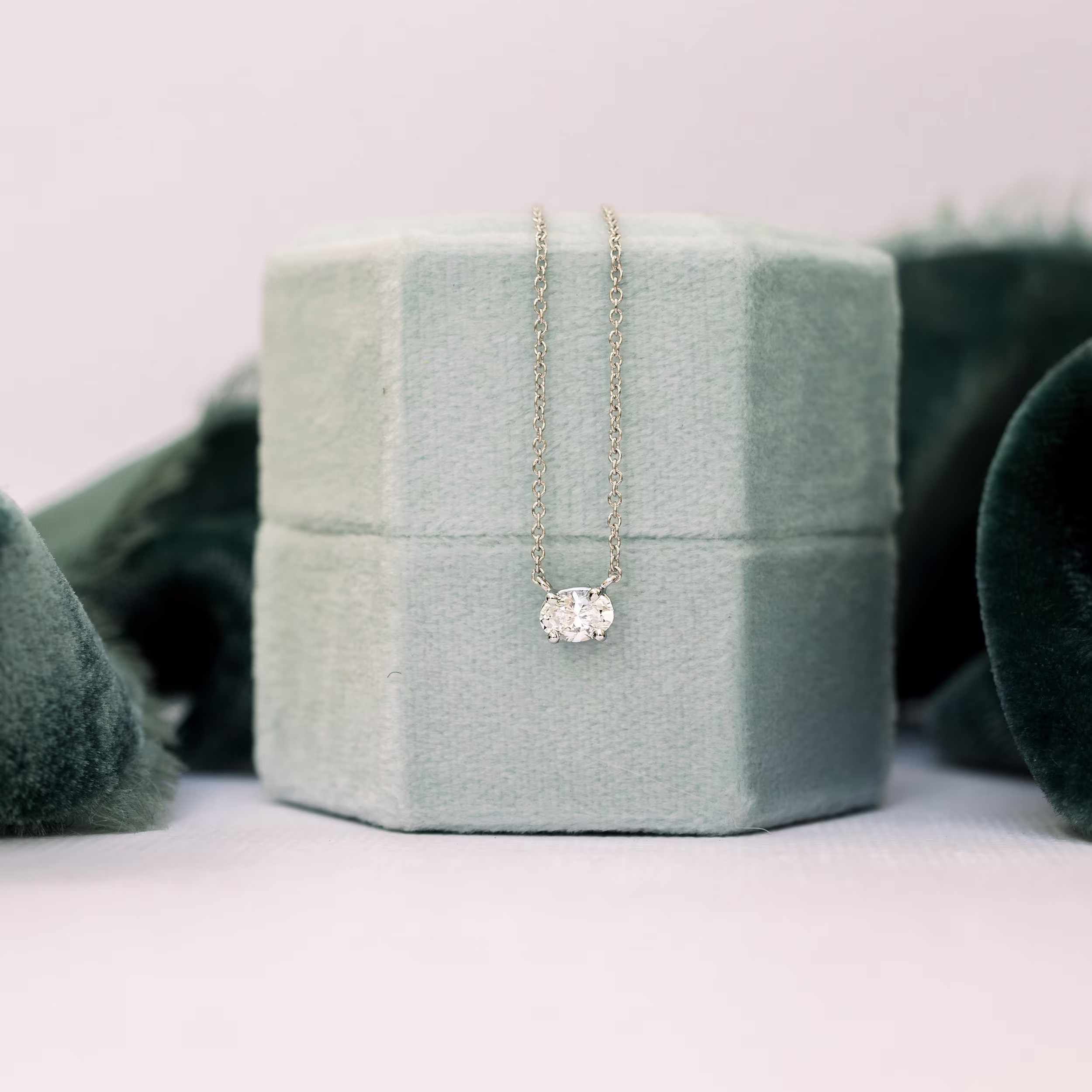 0.35 ctw Diamonds set in White Gold East-West Oval Pendant (Main View)