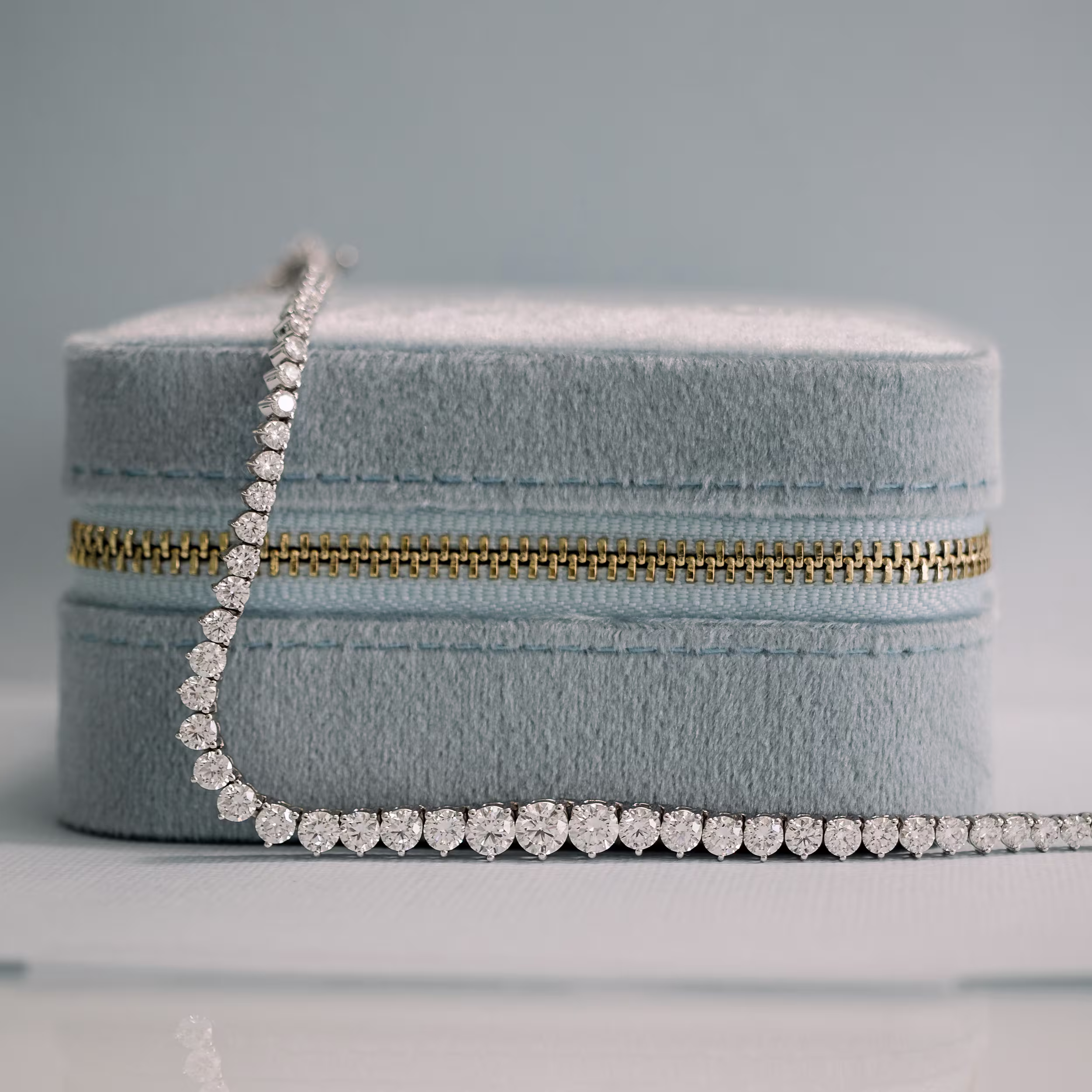 14kt White Gold 12ctw Diamond Riviera Choker in 14k White Gold featuring 12.0 ct Round Brilliant Lab Diamonds (Main View)