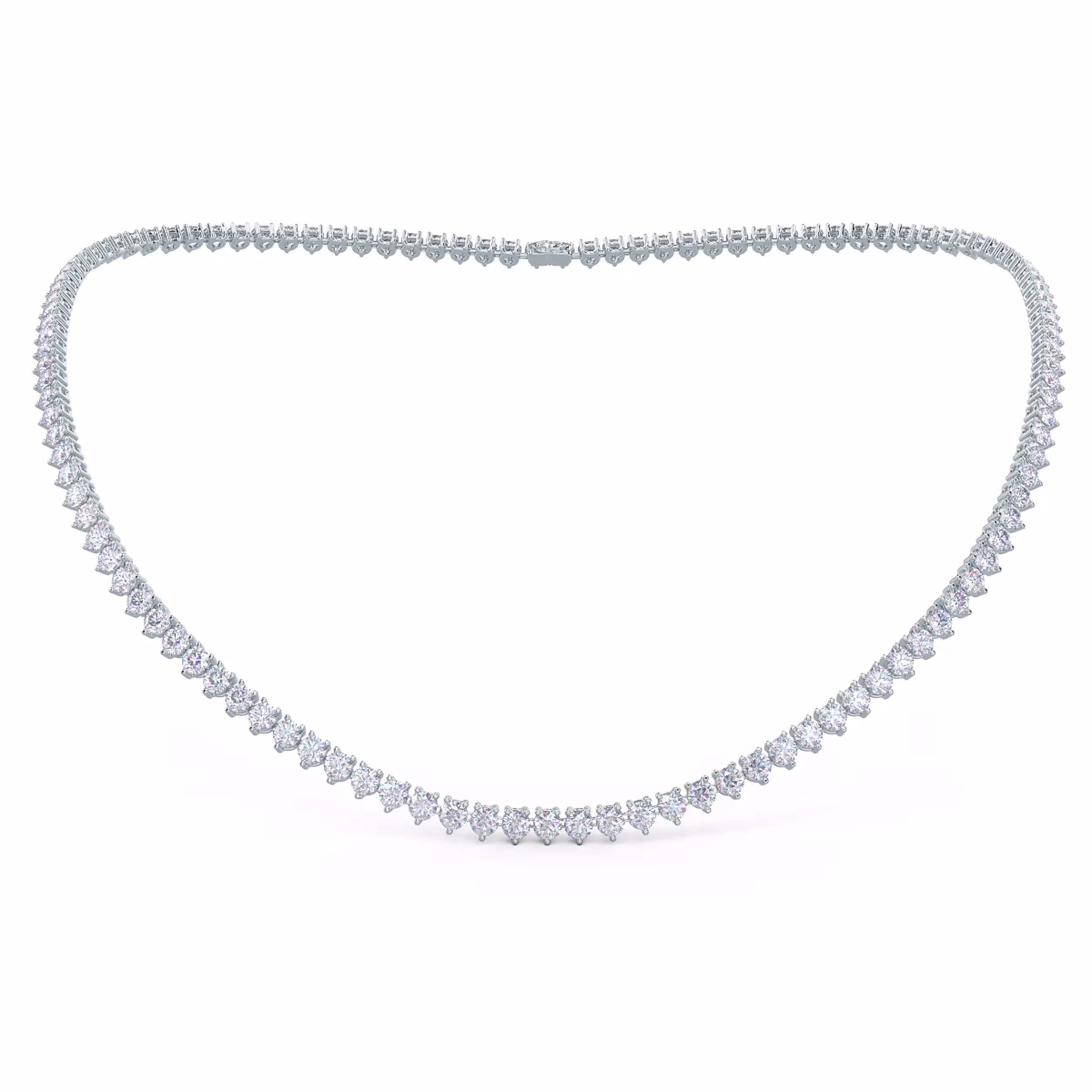 18k White Gold 20ctw Lab Diamond Tennis Necklace in 18k White Gold featuring Hand Selected 20.0 Carat Round Man Made Diamonds (Main View)