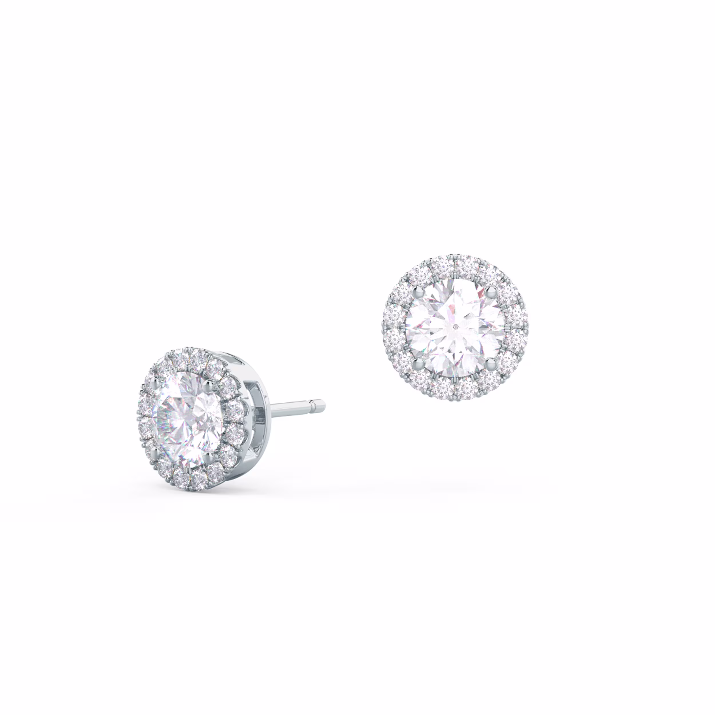 Hand Selected 0.85 ctw Round Diamonds set in 14kt White Gold Heavenly Single Halo Studs (Main View)