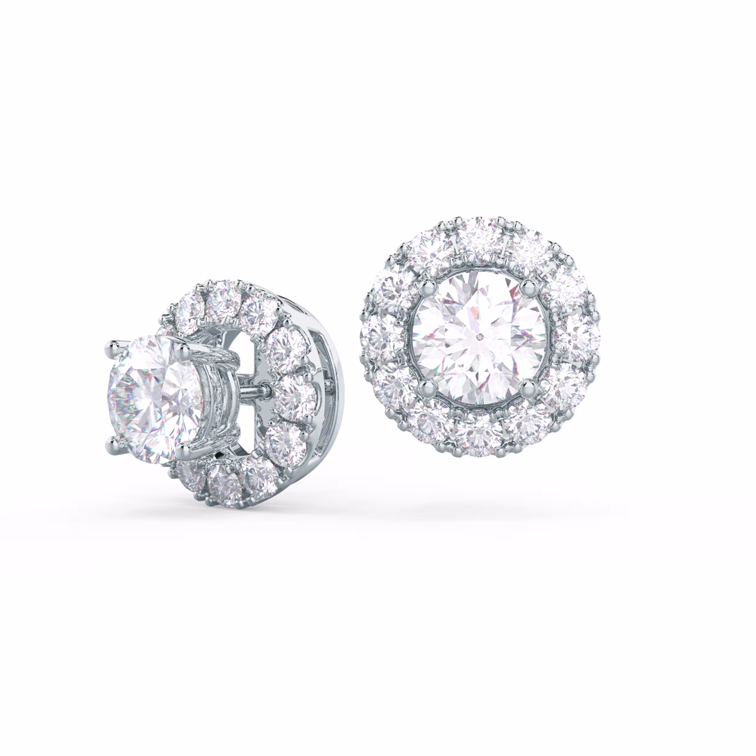 18k White Gold 0.75ctw Round Diamond Halo Earring Jackets in 18k White Gold featuring 0.75 Carat Round Lab Created Diamonds (Main View)