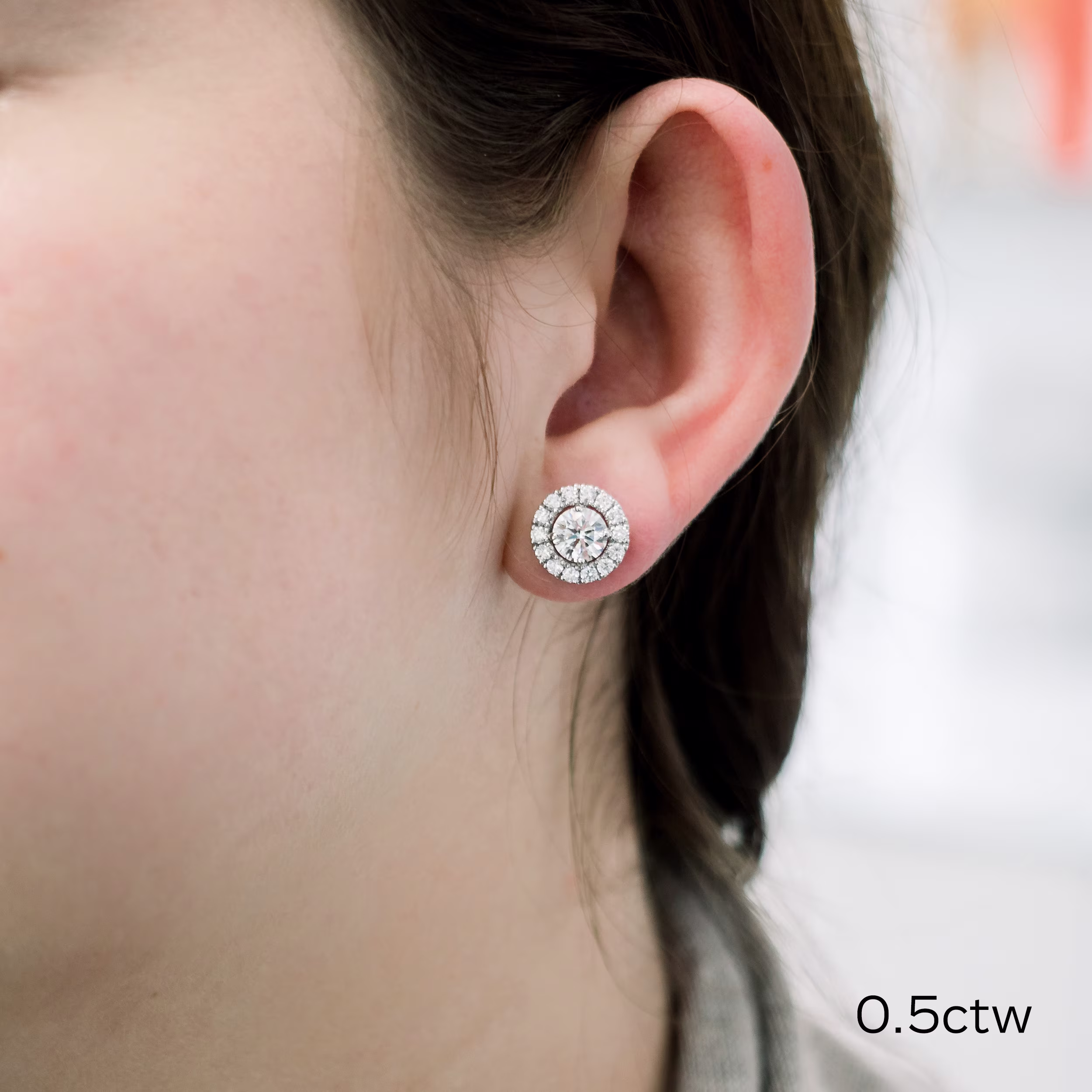 18kt White Gold Heavenly Halo Earring Jackets featuring Exceptional Quality 0.5 ct Round Lab Diamonds (Main View)